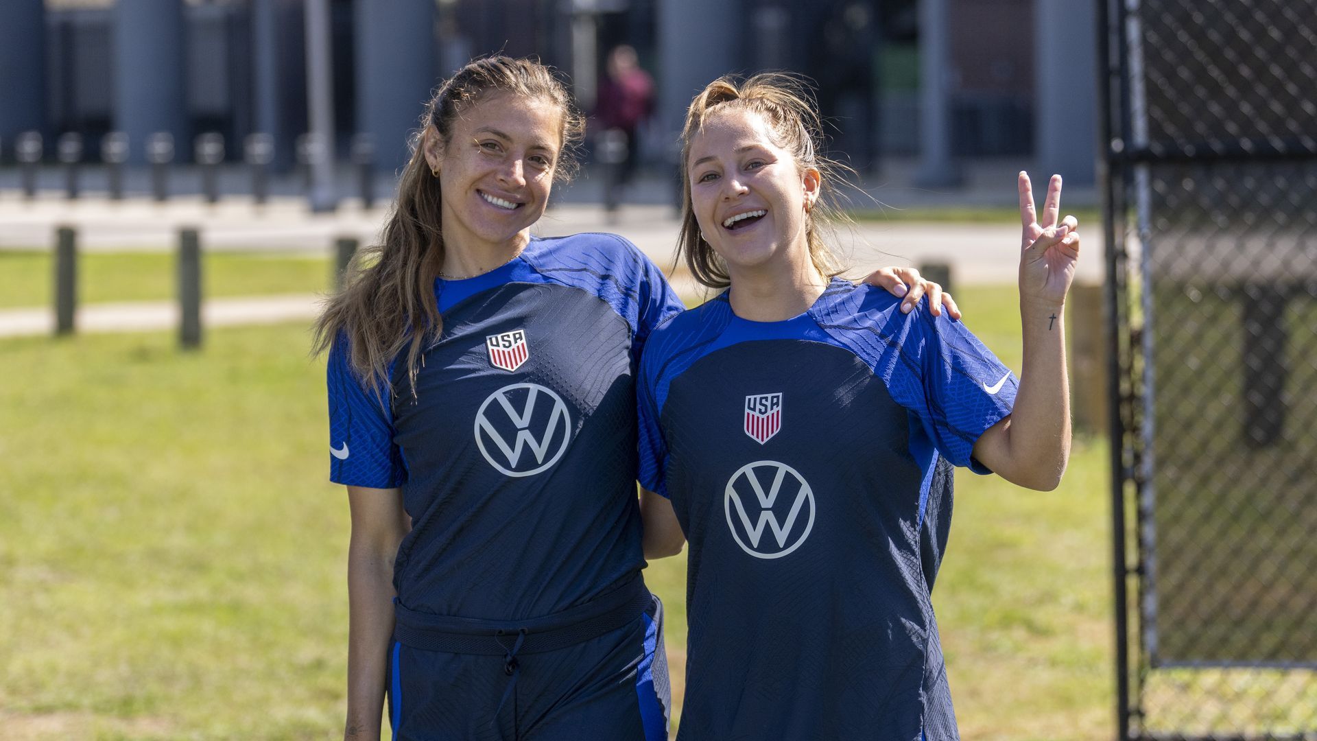 Sofia Huerta and Ashley Sanchez during USWNT training sessions in February. Photo: Brad Smith/ISI Photos/Getty Images
