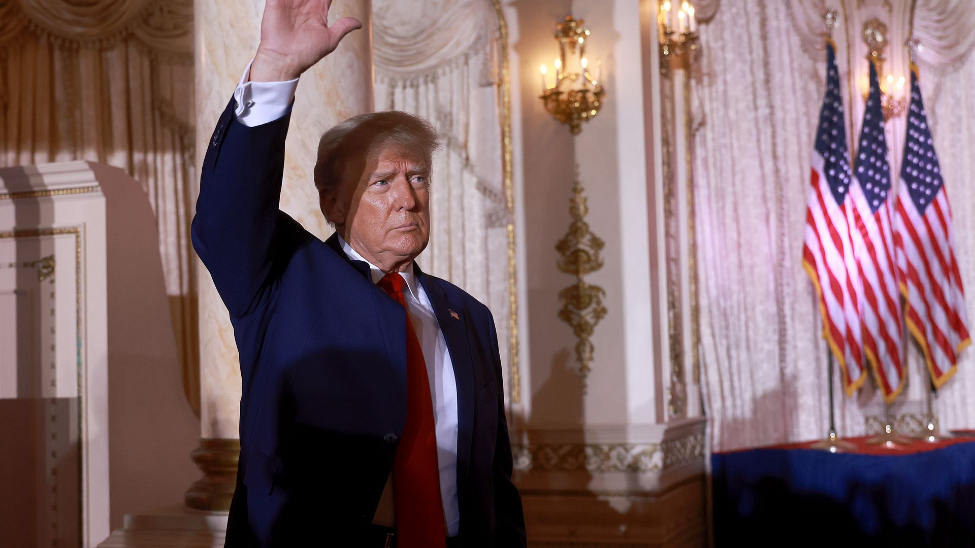 Photo of Donald Trump raising his hand