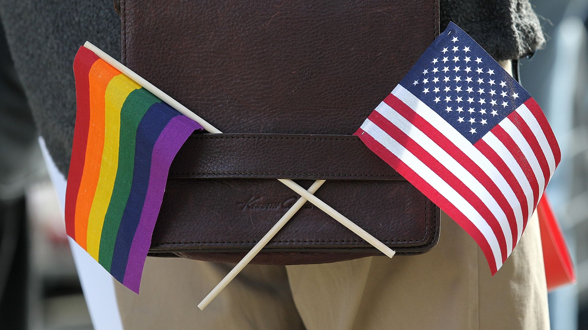 American flag and Pride flag 