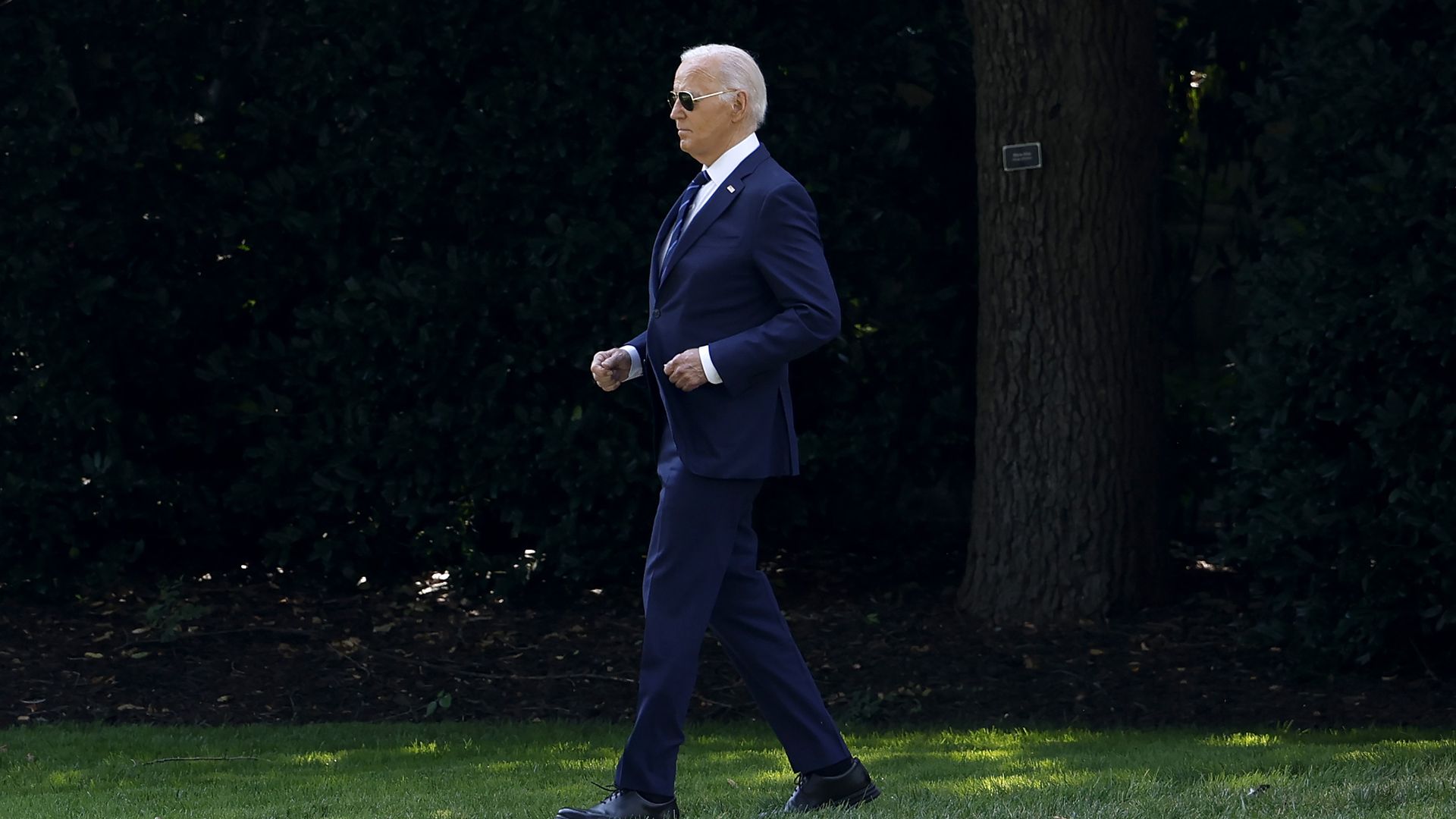 Biden departs the White House.