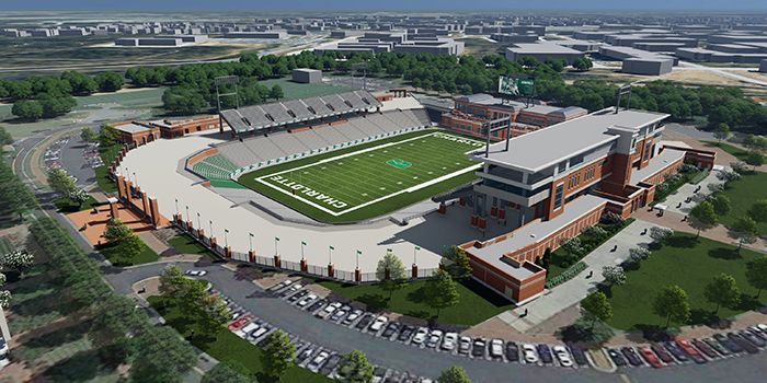 Jerry Richardson Stadium expanded to 21,180. Rendering courtesy of Jenkins Peer Architects/HOK