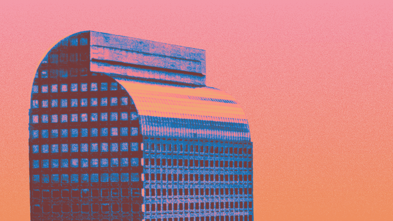 Animated illustration of the Wells Fargo Center in Denver with old-timey cash register numbers popping up reading 5280.