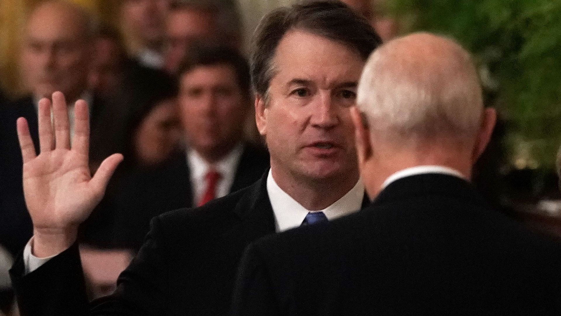 Brett Kavanaugh being sworn in as a Supreme Court justice.