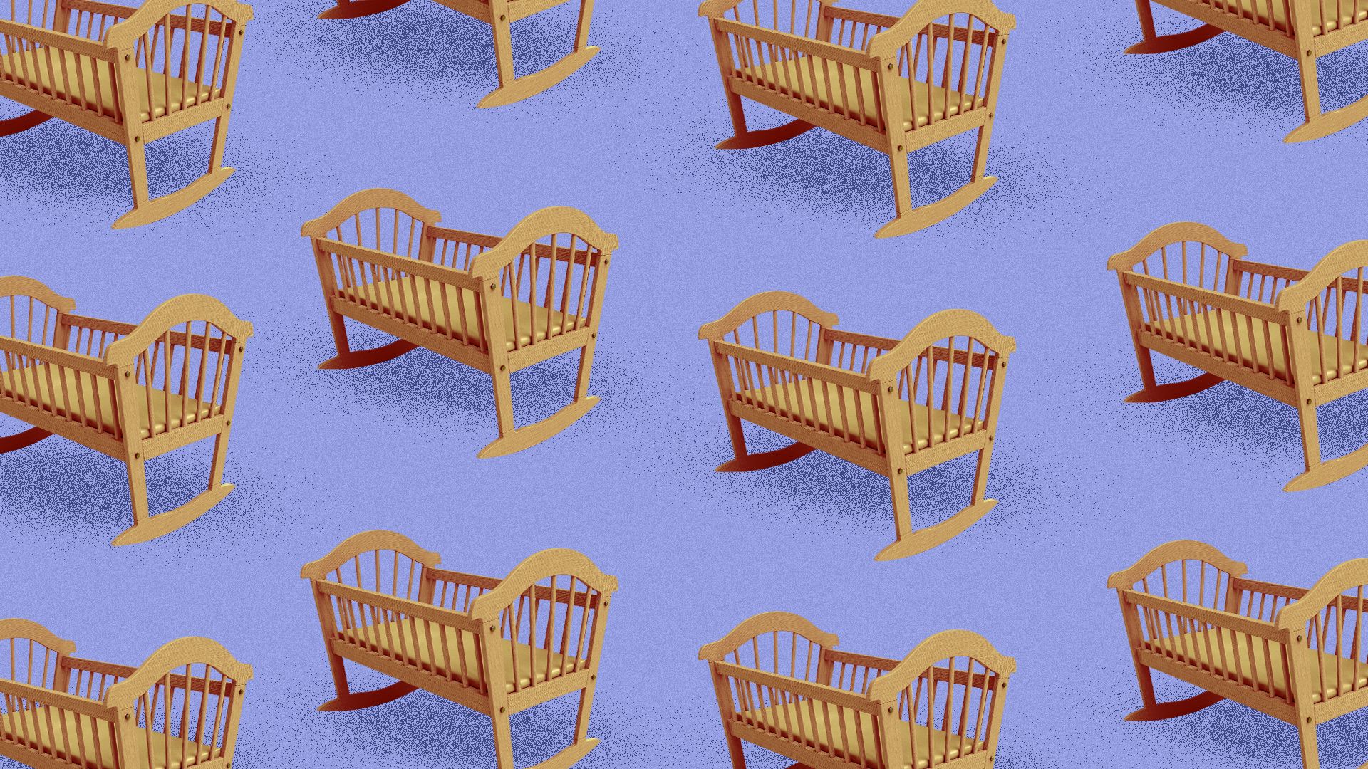 Illustration of a pattern of baby cribs. 