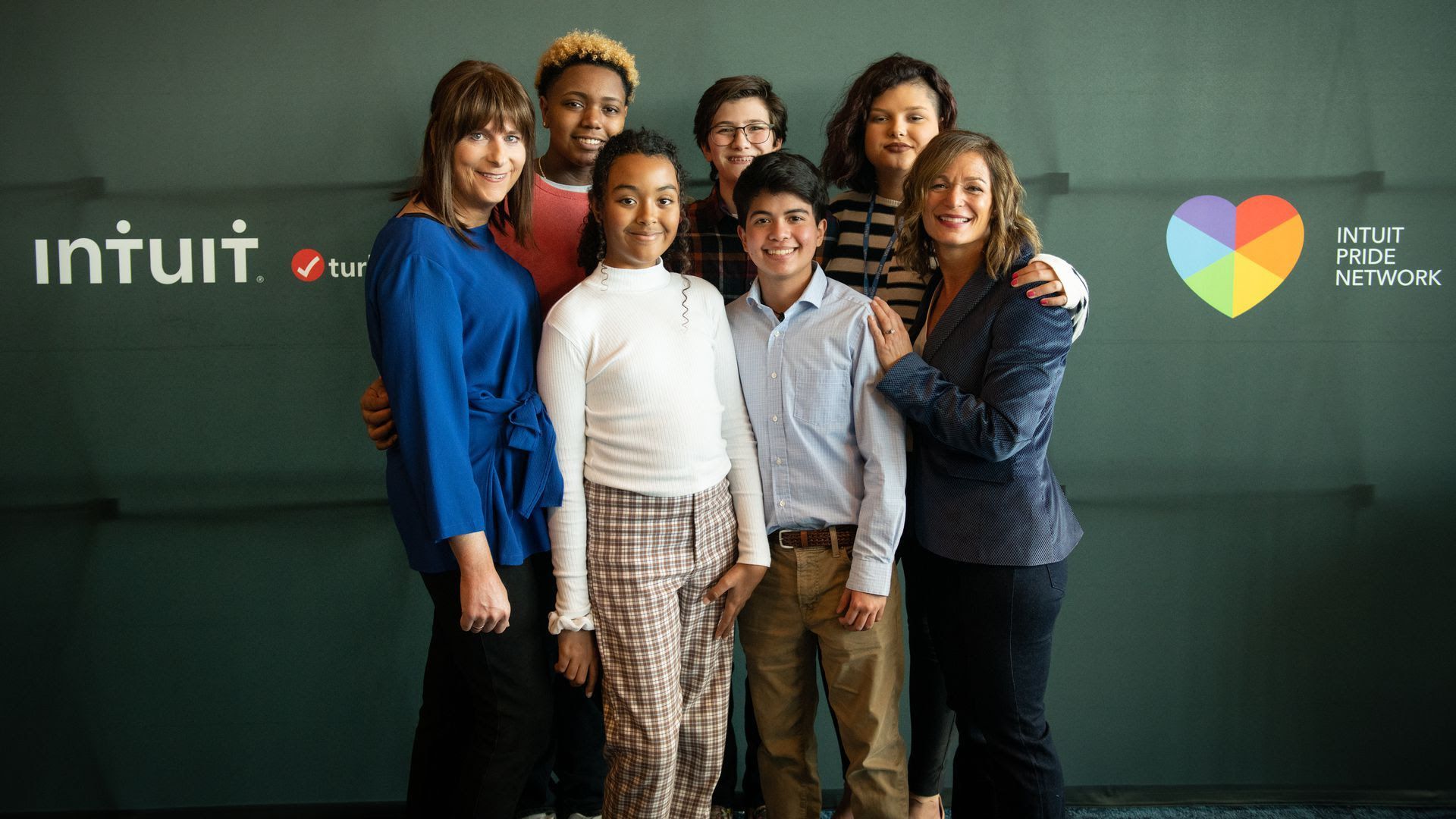 Back row: GenderCool co-founder Gearah Goldstein, along with youth champions Ashton, Daniel and Lia; Front row: Eevee, Jonathan and GenderCool co-founder Jennifer Grosshandler. 