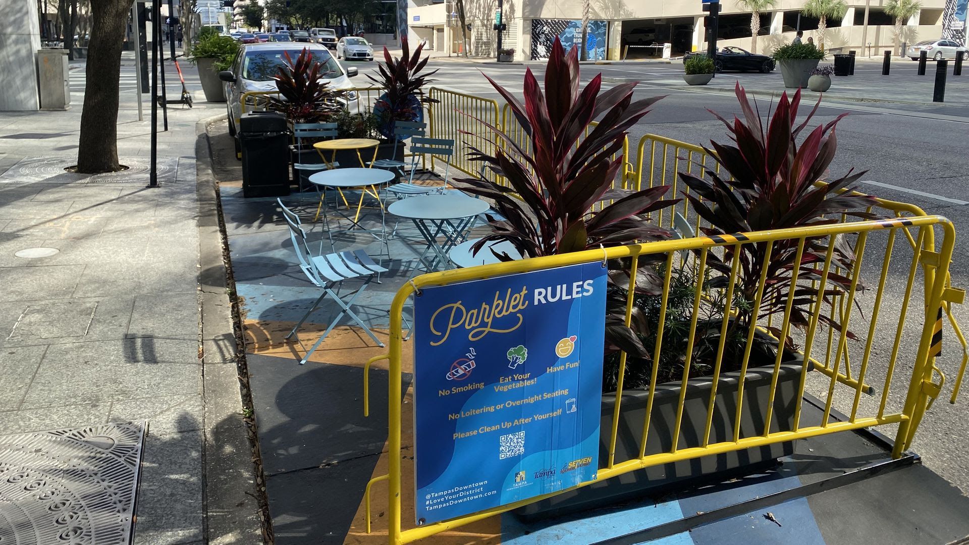 A Parklet outside the Pint and Brew in downtown Tampa.