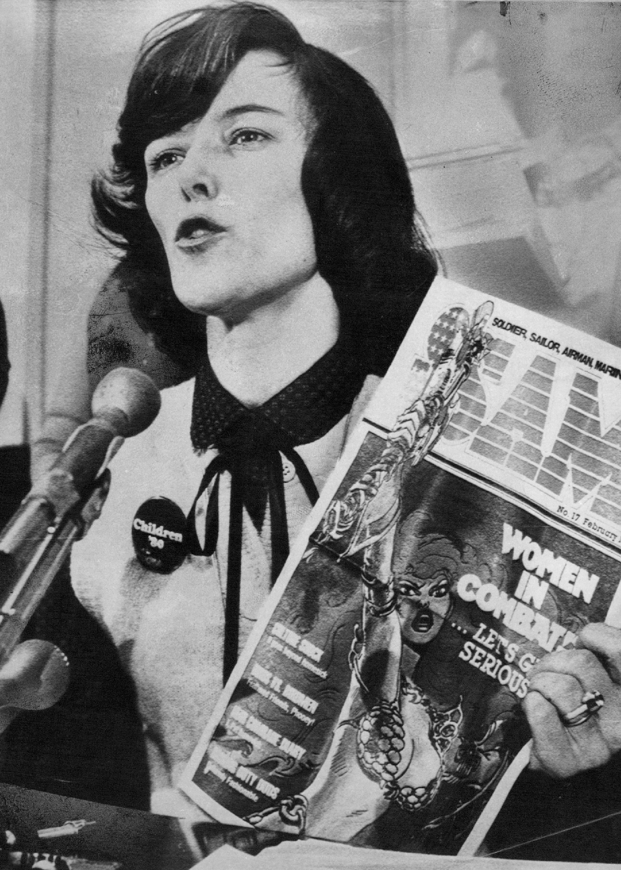 MAR 13 1980, DEC 3 1981, DEC 4 1981; Rep. Pat Schroeder Holds Magazine; She used it as an example of Pentagon waste.; (Photo By The Denver Post via Getty Images)