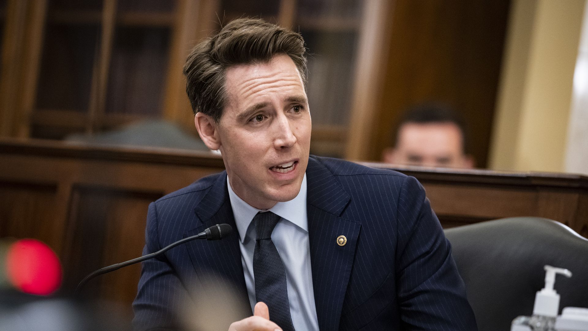 Sen. Josh Hawley (R-Mo.) speaks at a Senate hearing.