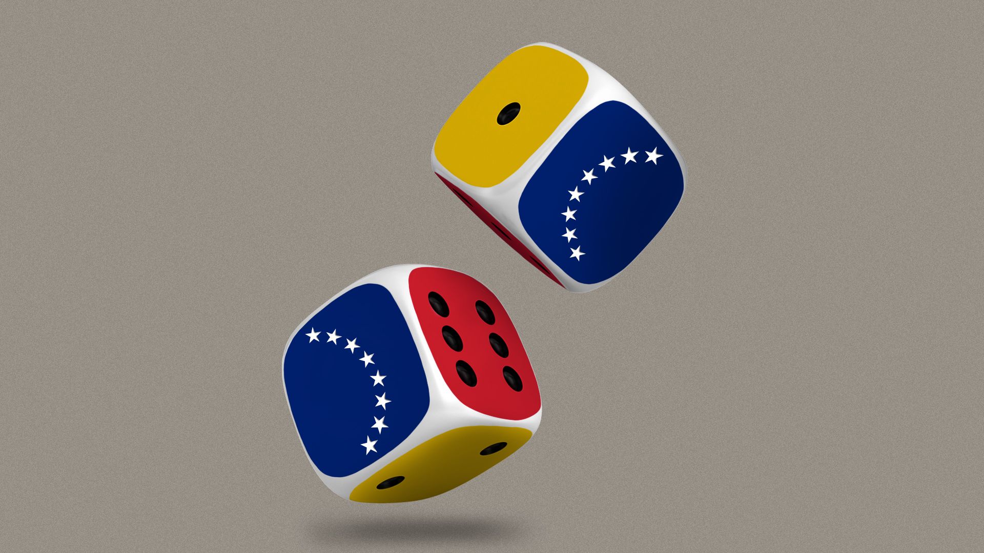 Illustration of a pair of dice with elements of the Venezuelan flag.