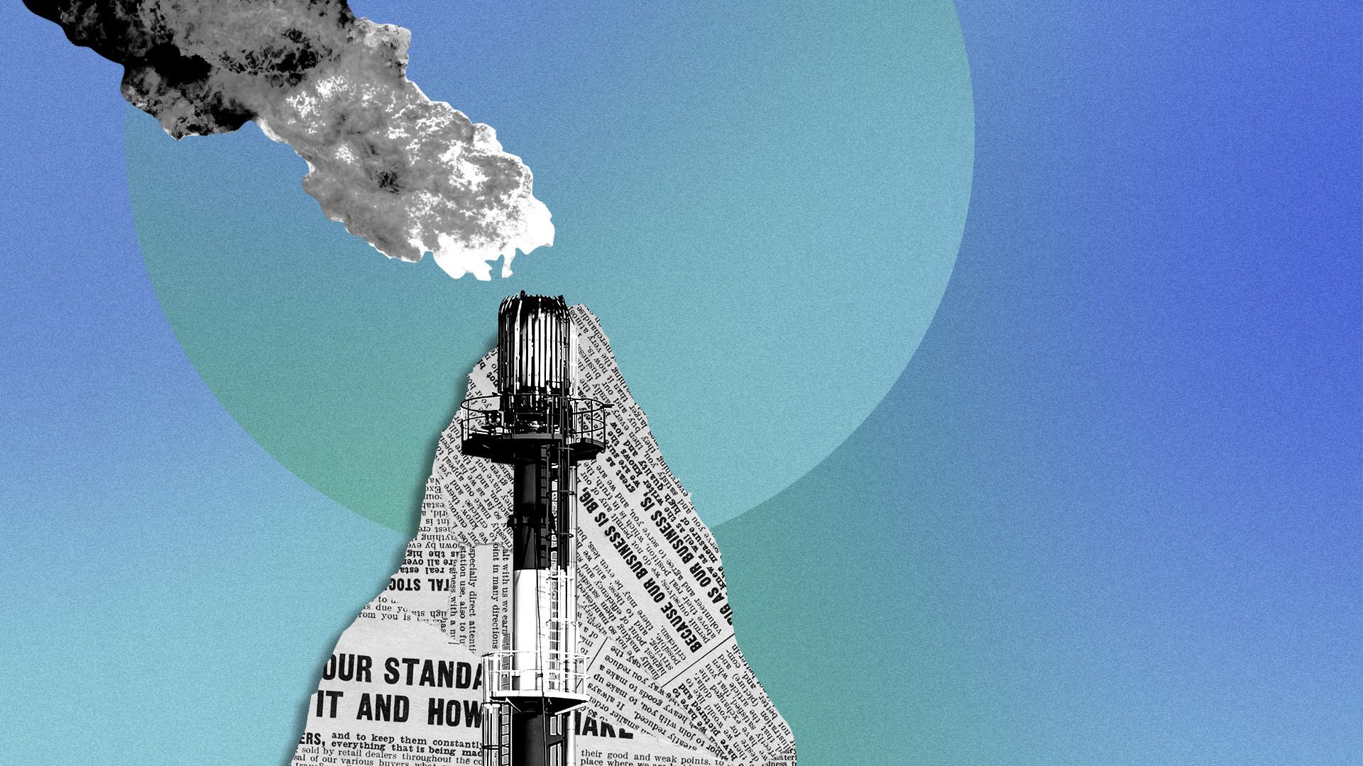 Illustration of a gas chimney burning. 