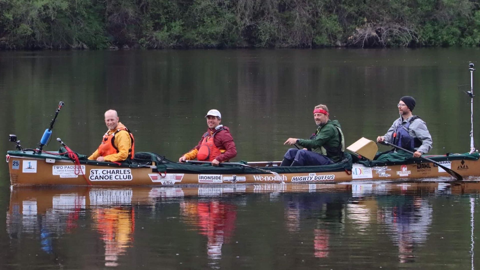 Four guys in a canoe 