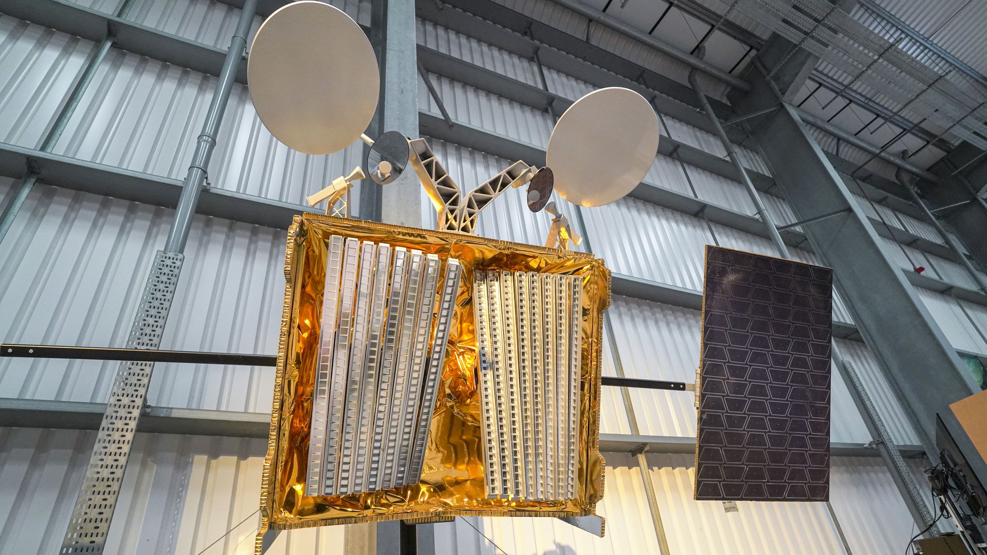 A OneWeb satellite in Newquay, England, in August 2021.