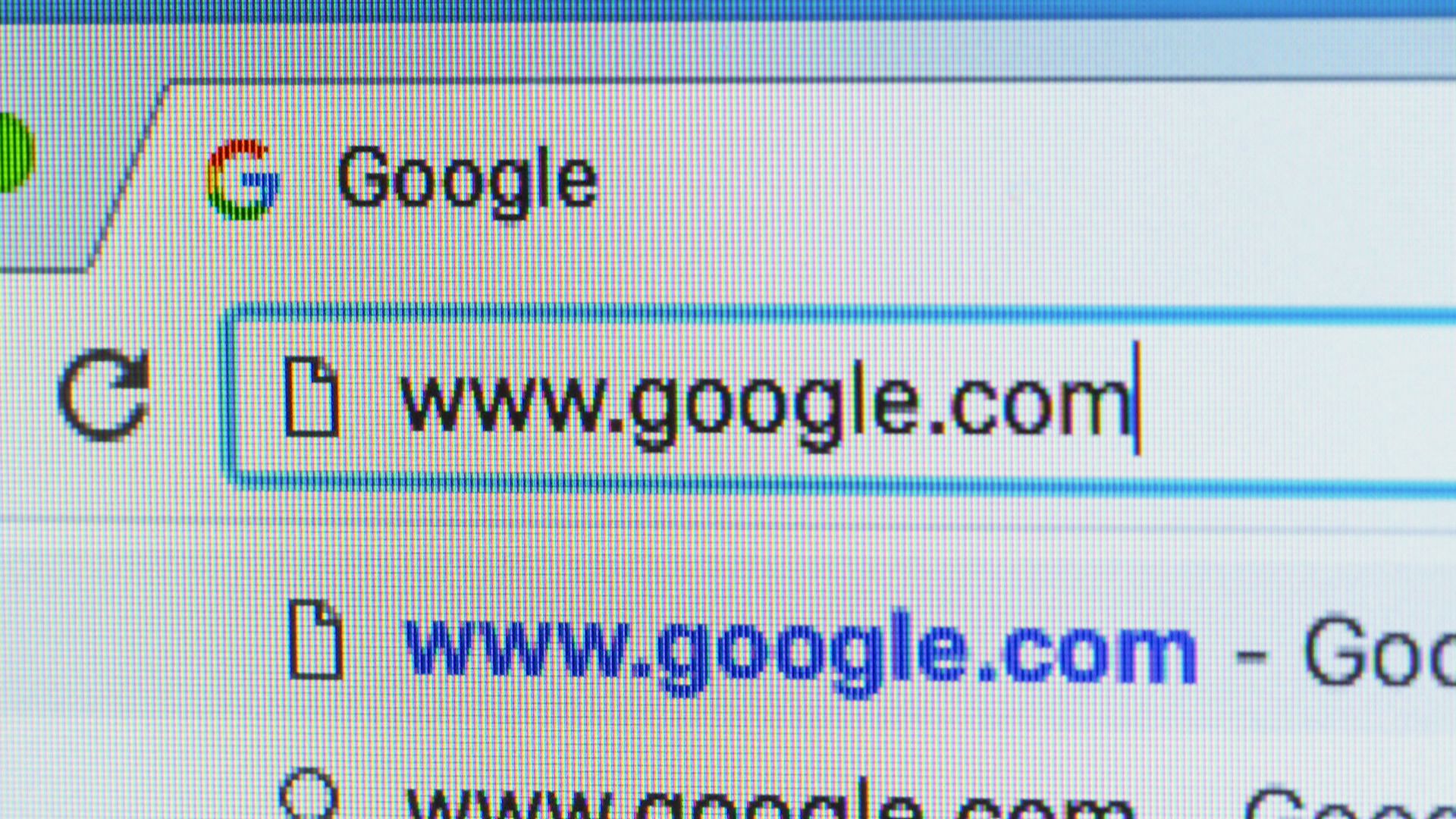 Google.com in a search bar