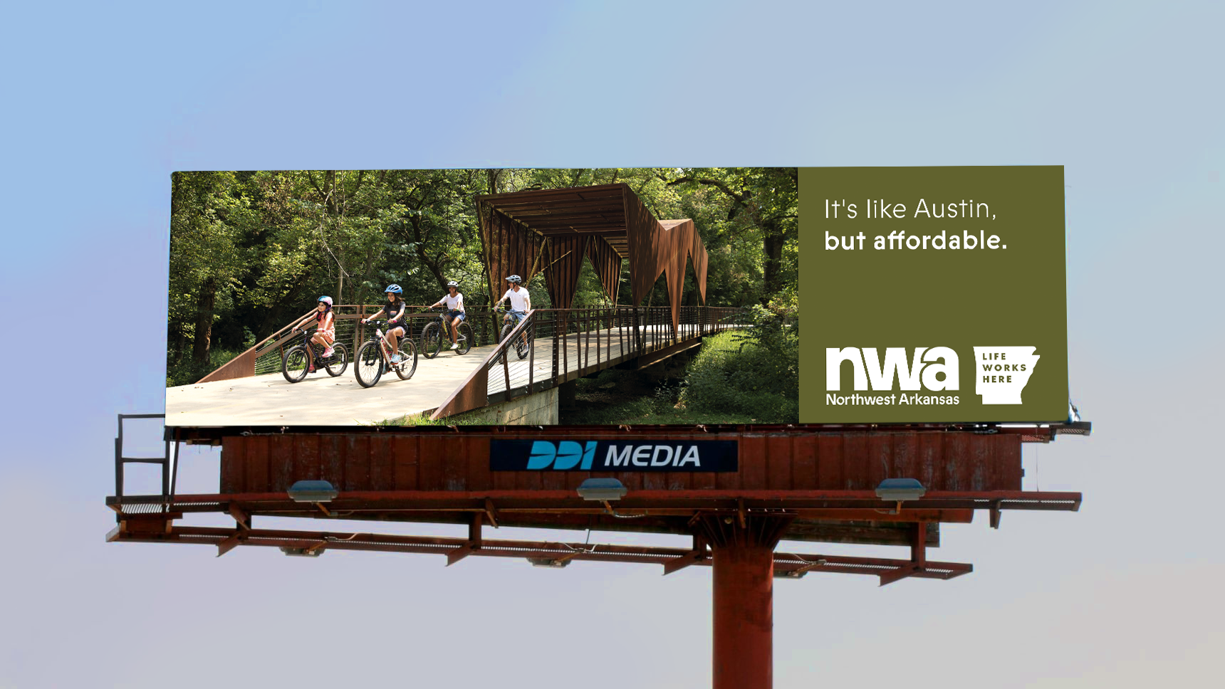 A billboard that reads: It's like Austin, but affordable. 