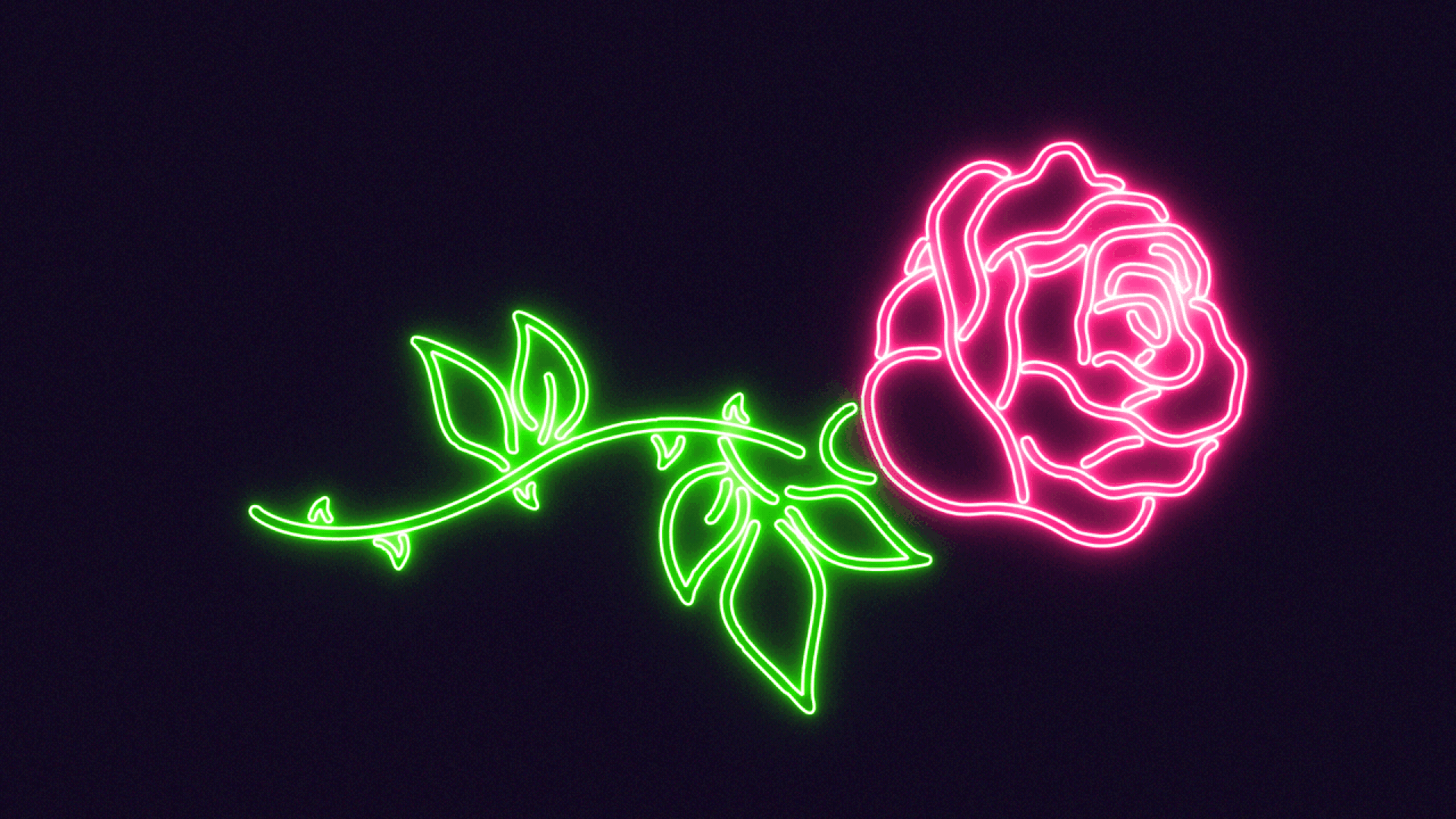 Illustration of a neon sign depicting a rose.