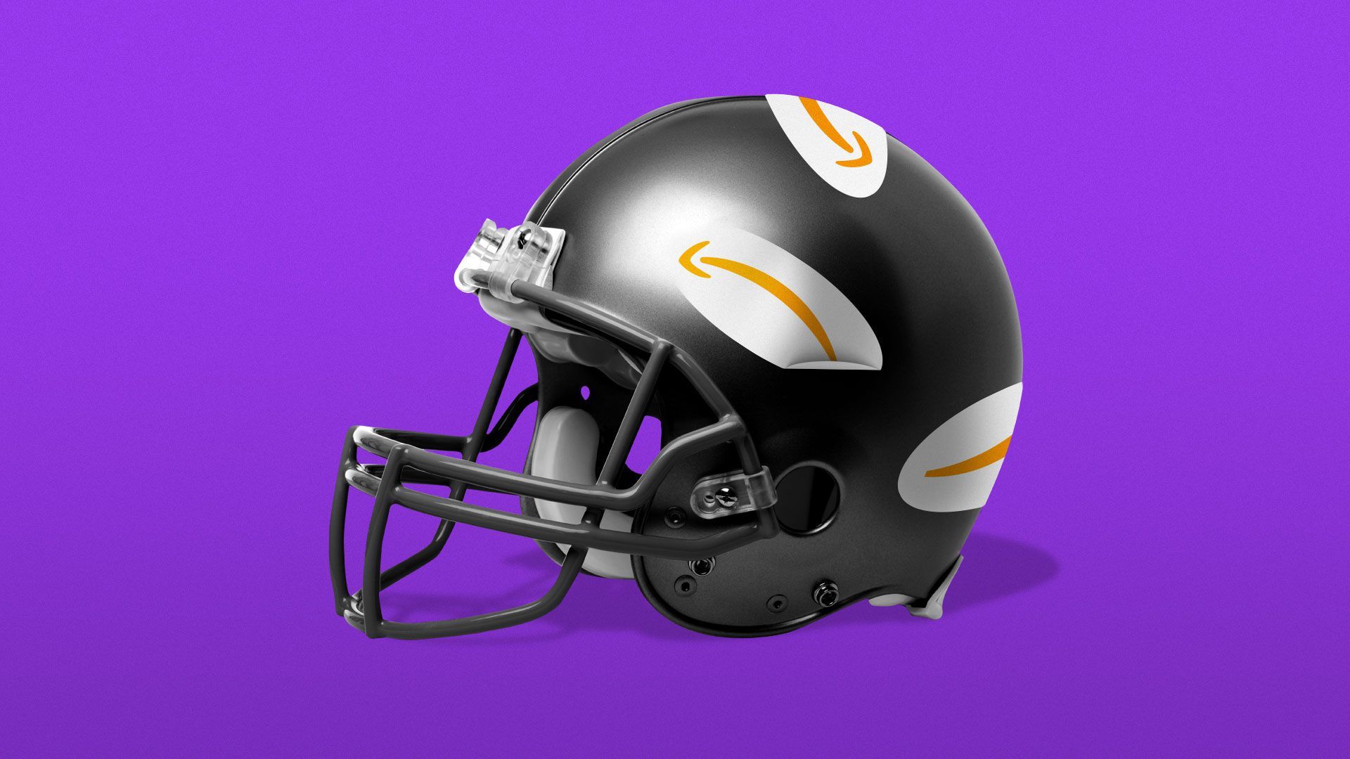 Illustration of football helmet with Amazon smile stickers