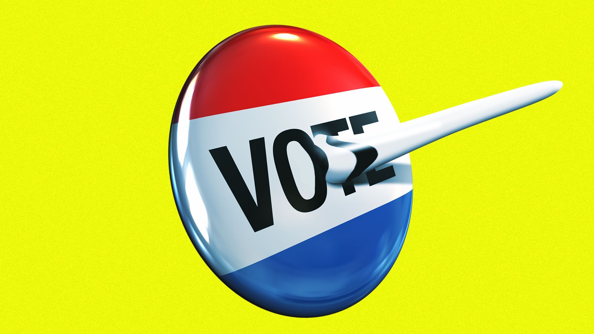 Illustration of a "vote" pin with a long nose growing out of it