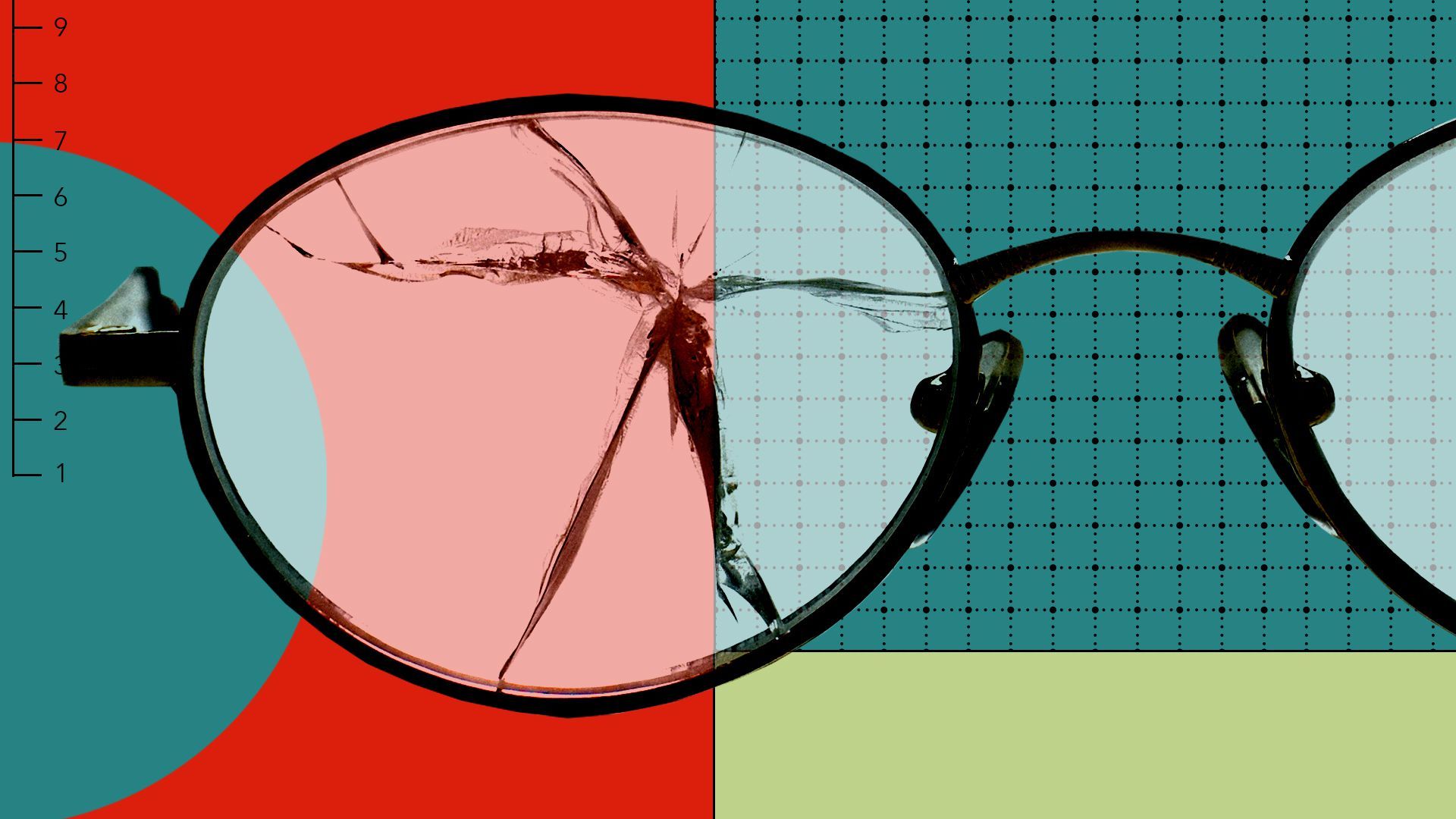 Illustration of broken eyeglasses