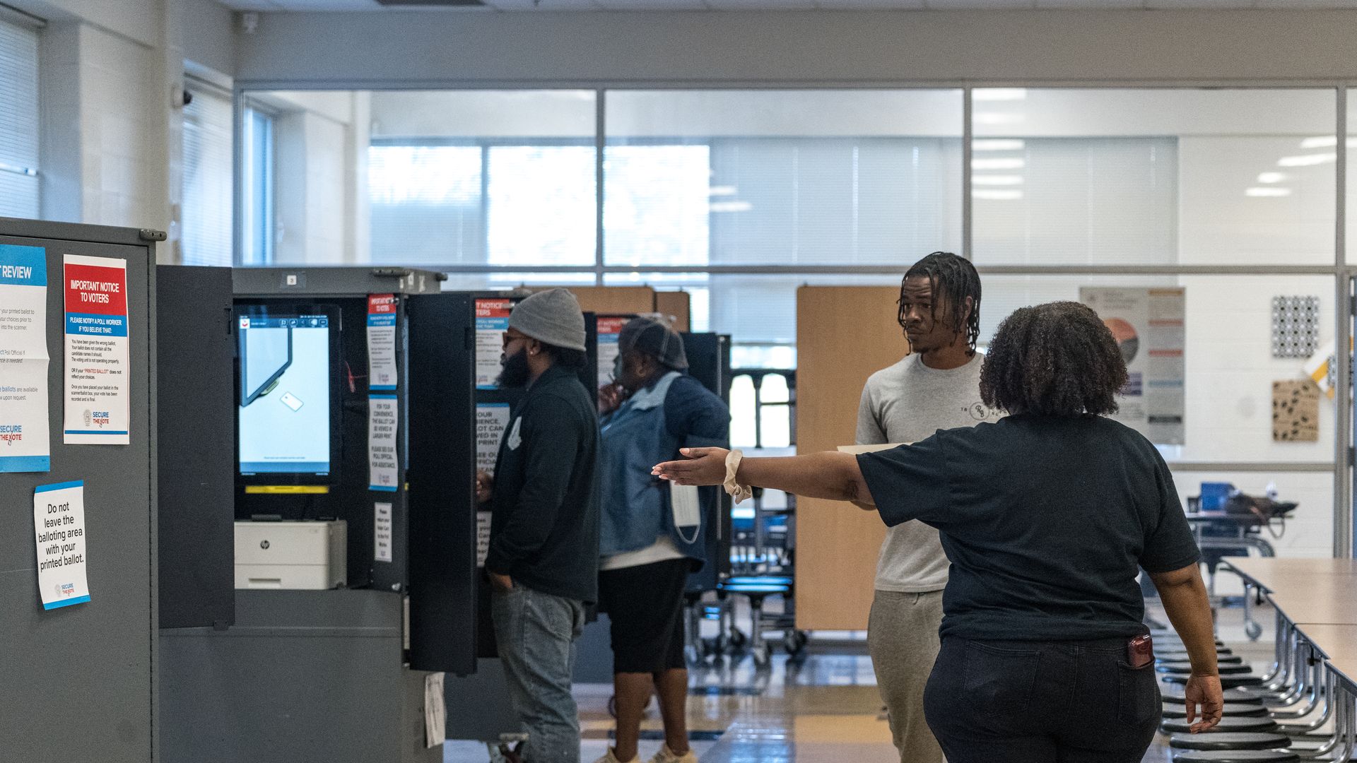 Community members arrive to their local polling location to vote on November 8 in Atlanta