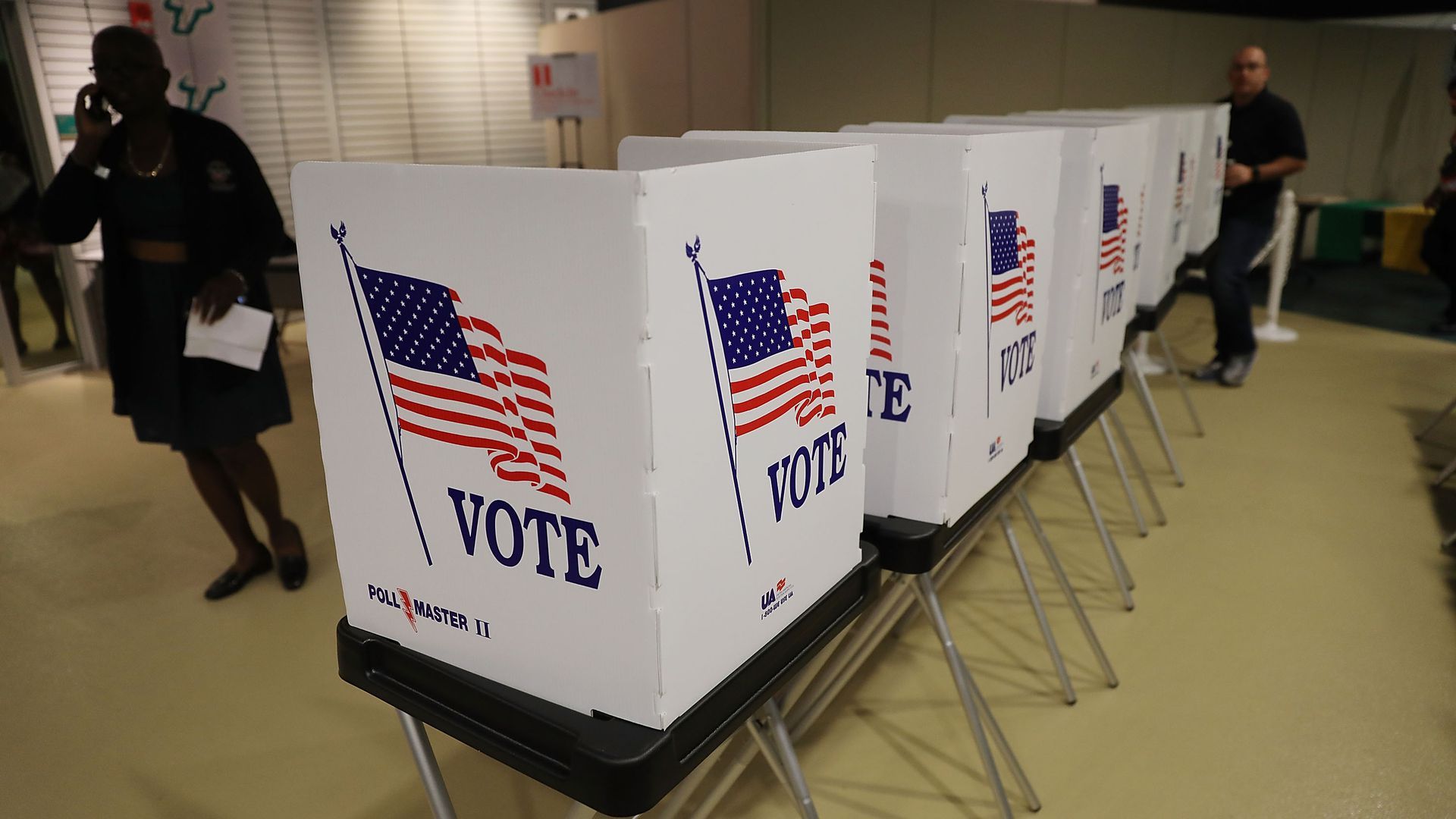 Row of voting booths