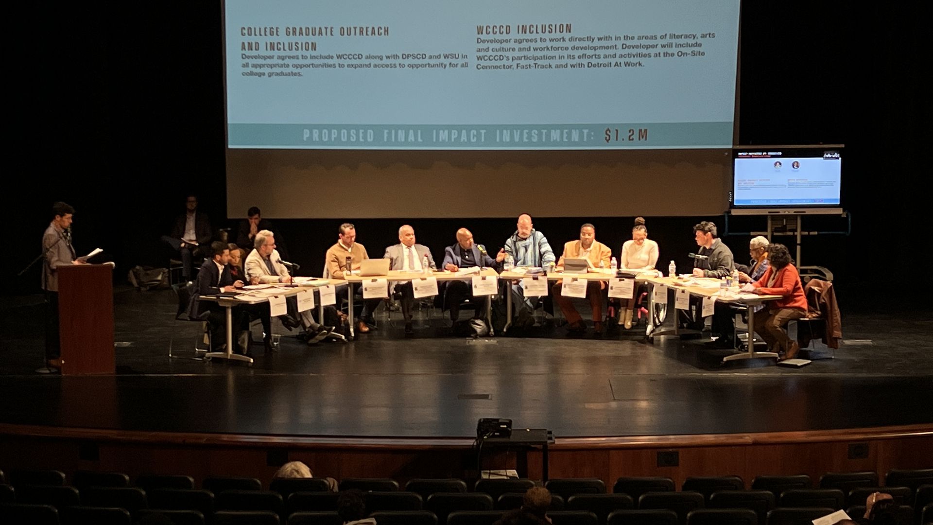 Representatives from Related Companies and Olympia (left) and District Detroit neighborhood advisory council members