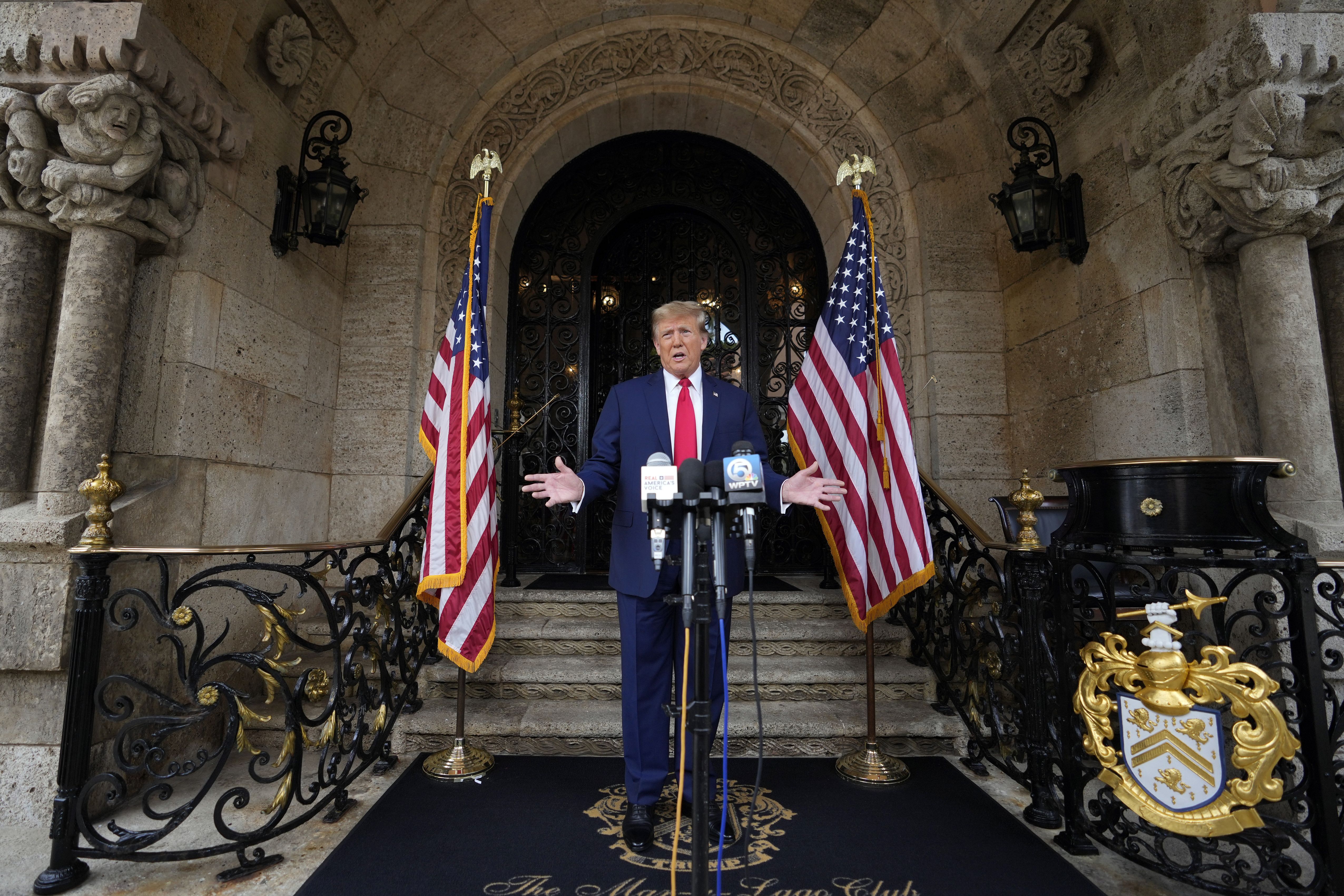 Trump gives a press conference at Mar-a-Lago