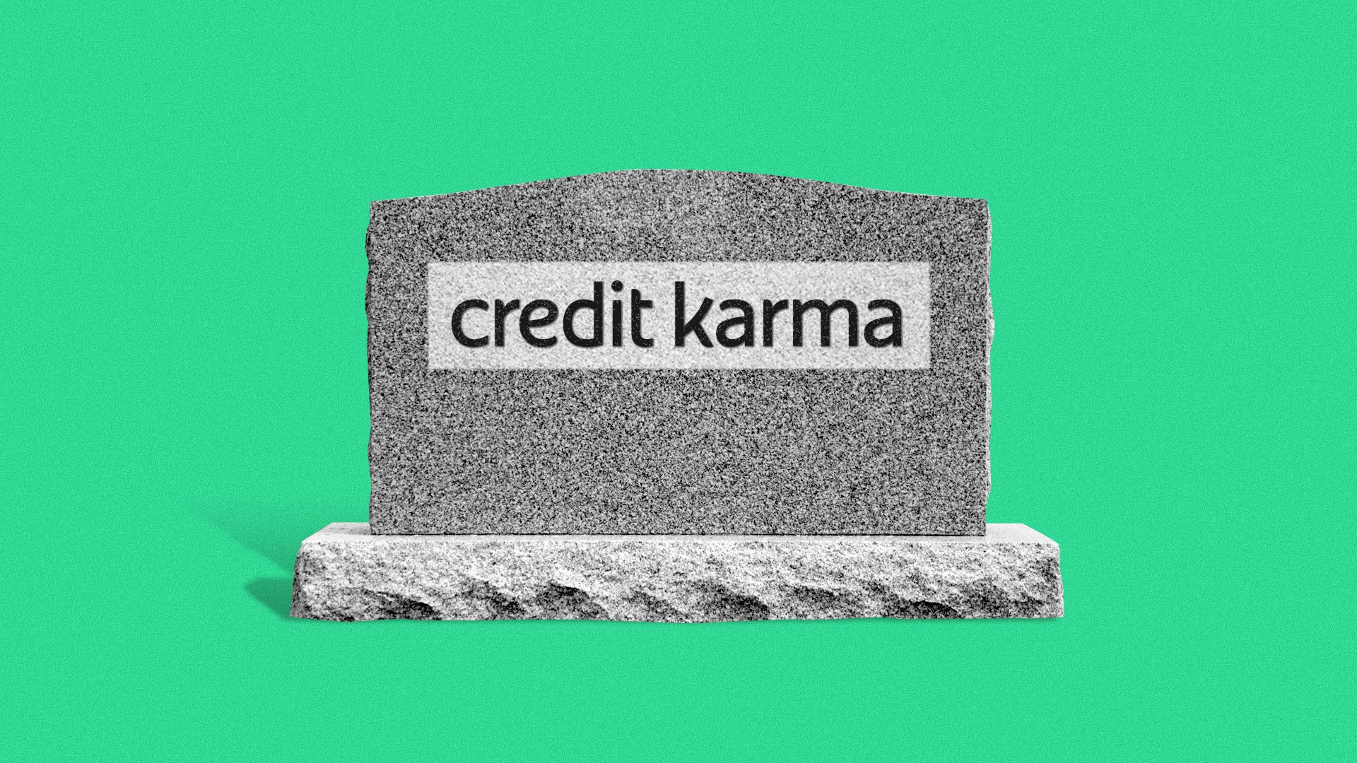 Illustration of a gravestone with the Credit Karma logo.