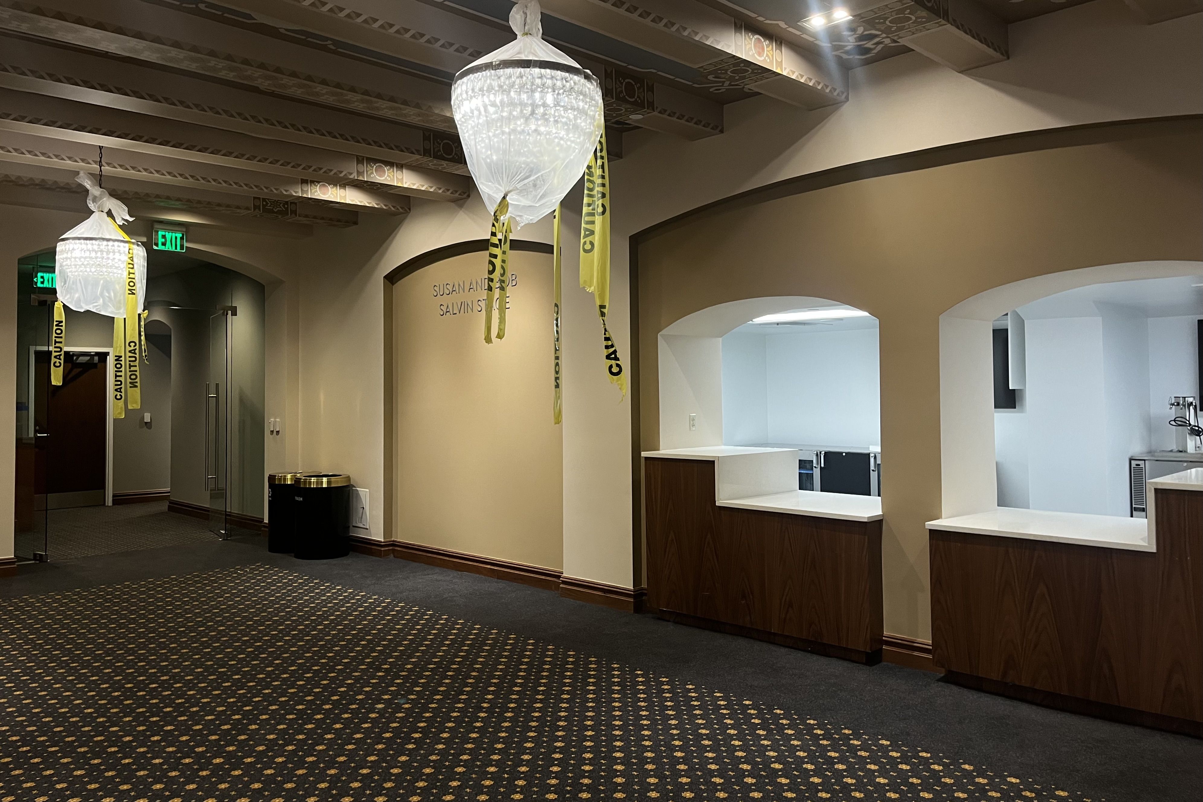 Room with empty concession stands