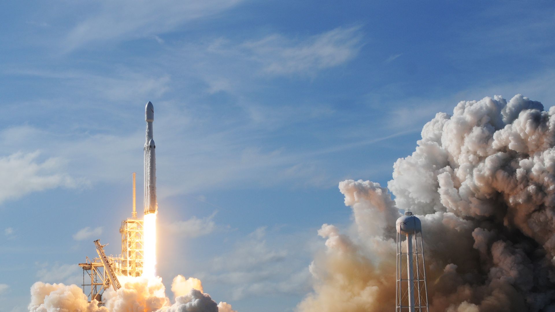 A SpaceX rocket takes off