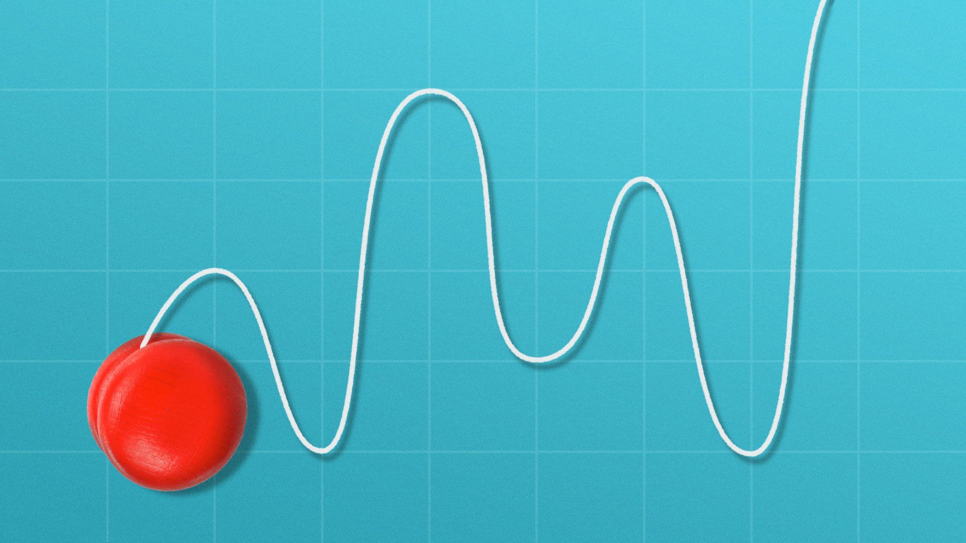 Illustration of a yo-yo with a wavy line string graph