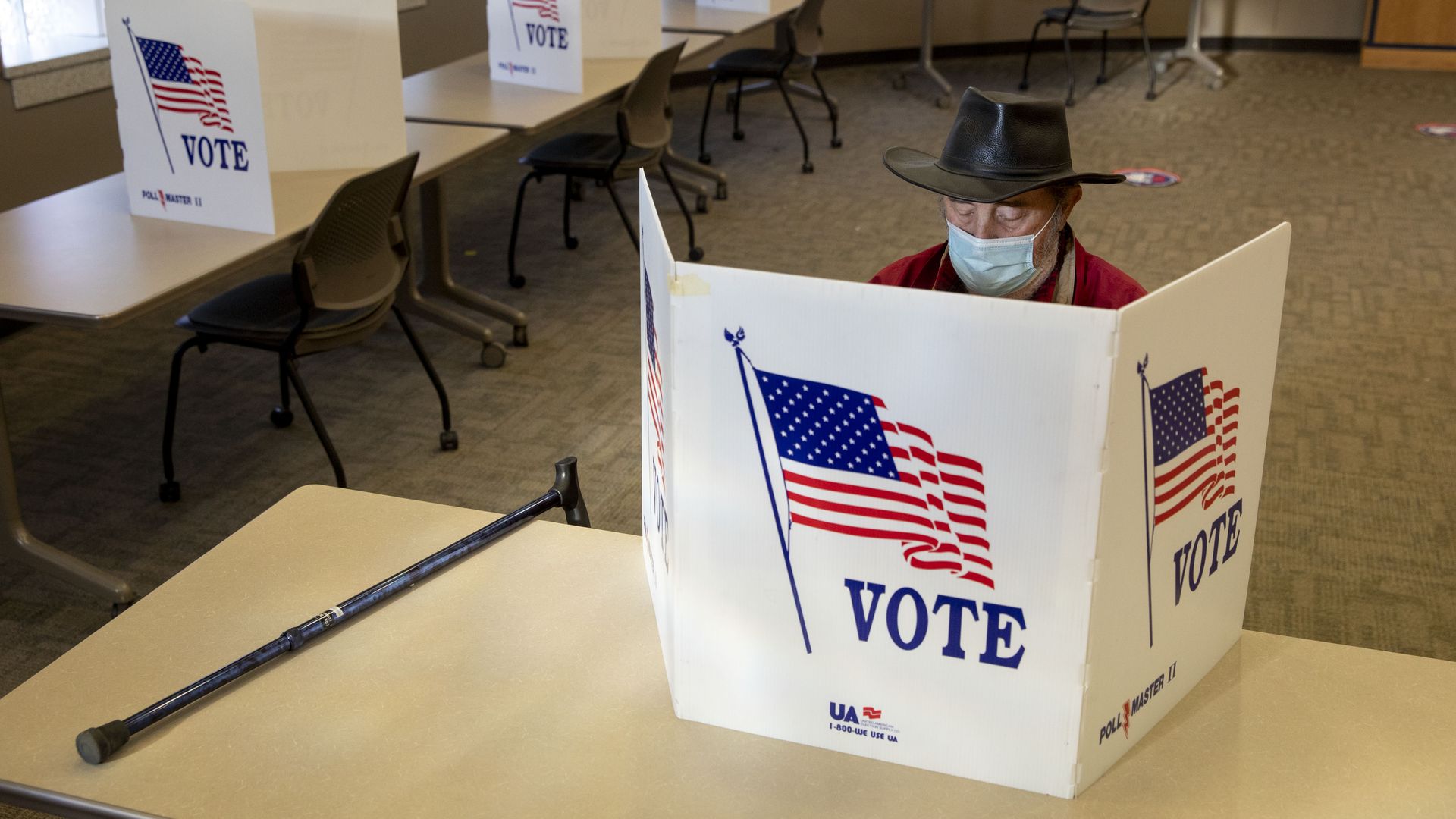 A person voting in Davenport, Iowa, on Oct. 5.