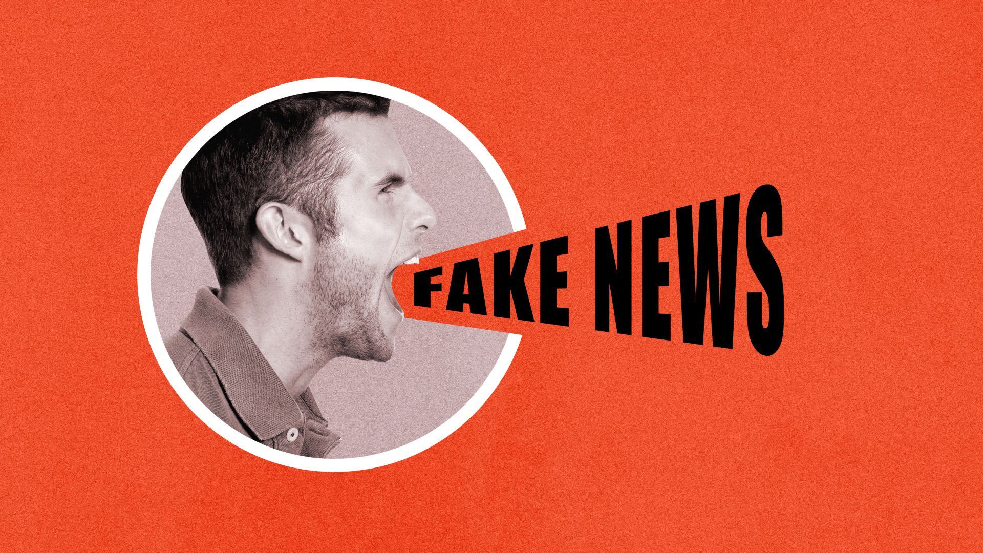 Illustration of man screaming "Fake News"