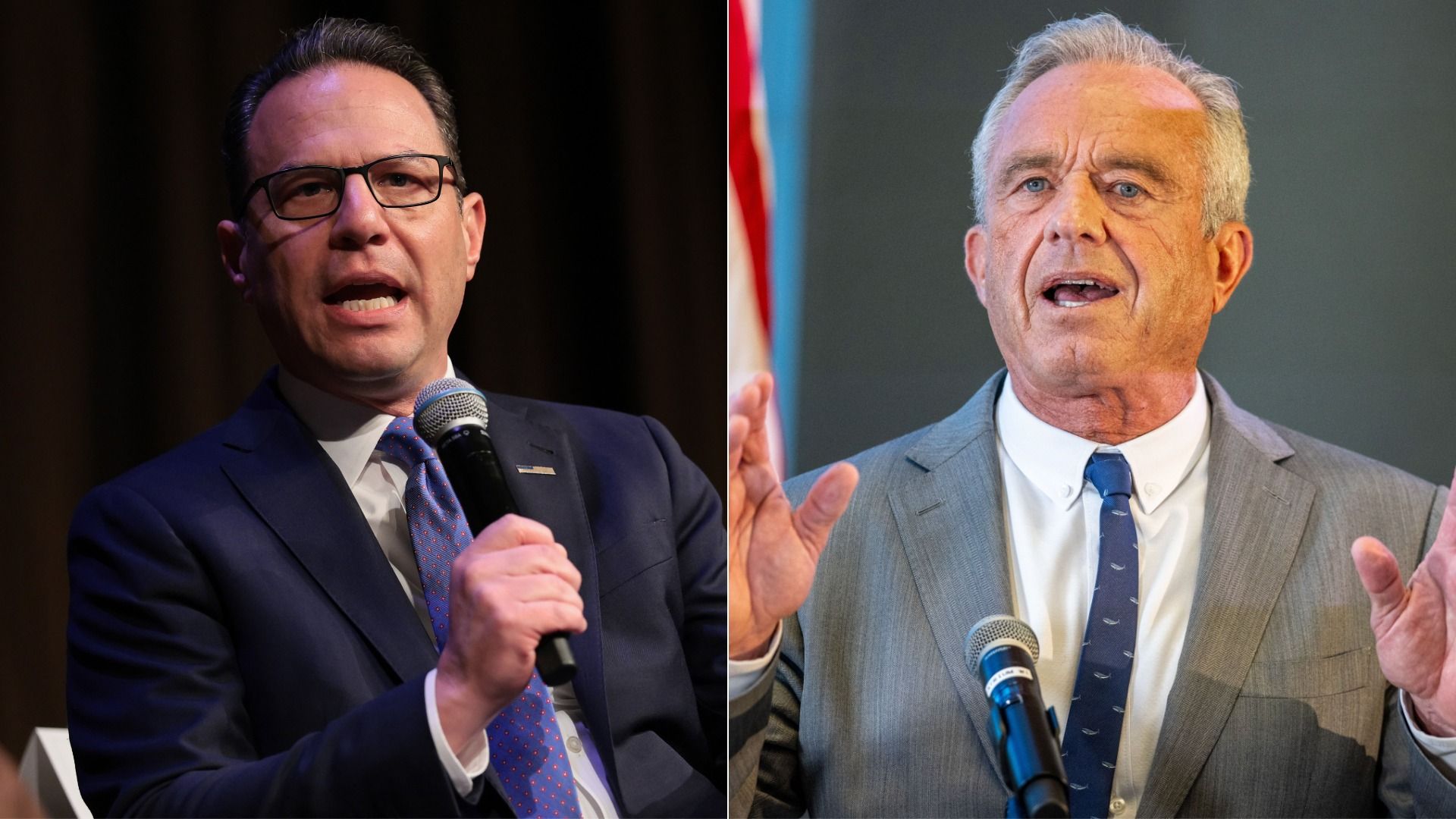 Pennsylvania Gov. Josh Shapiro at the Sheraton Times Square on April 08, 2026 (left).
Robert F. Kennedy Jr. visit to Omaha
Health and Human Services Secretary Robert F. Kennedy Jr. at the Davis Global Center in Omaha, on Thursday, Aug. 20, 2026 (right)