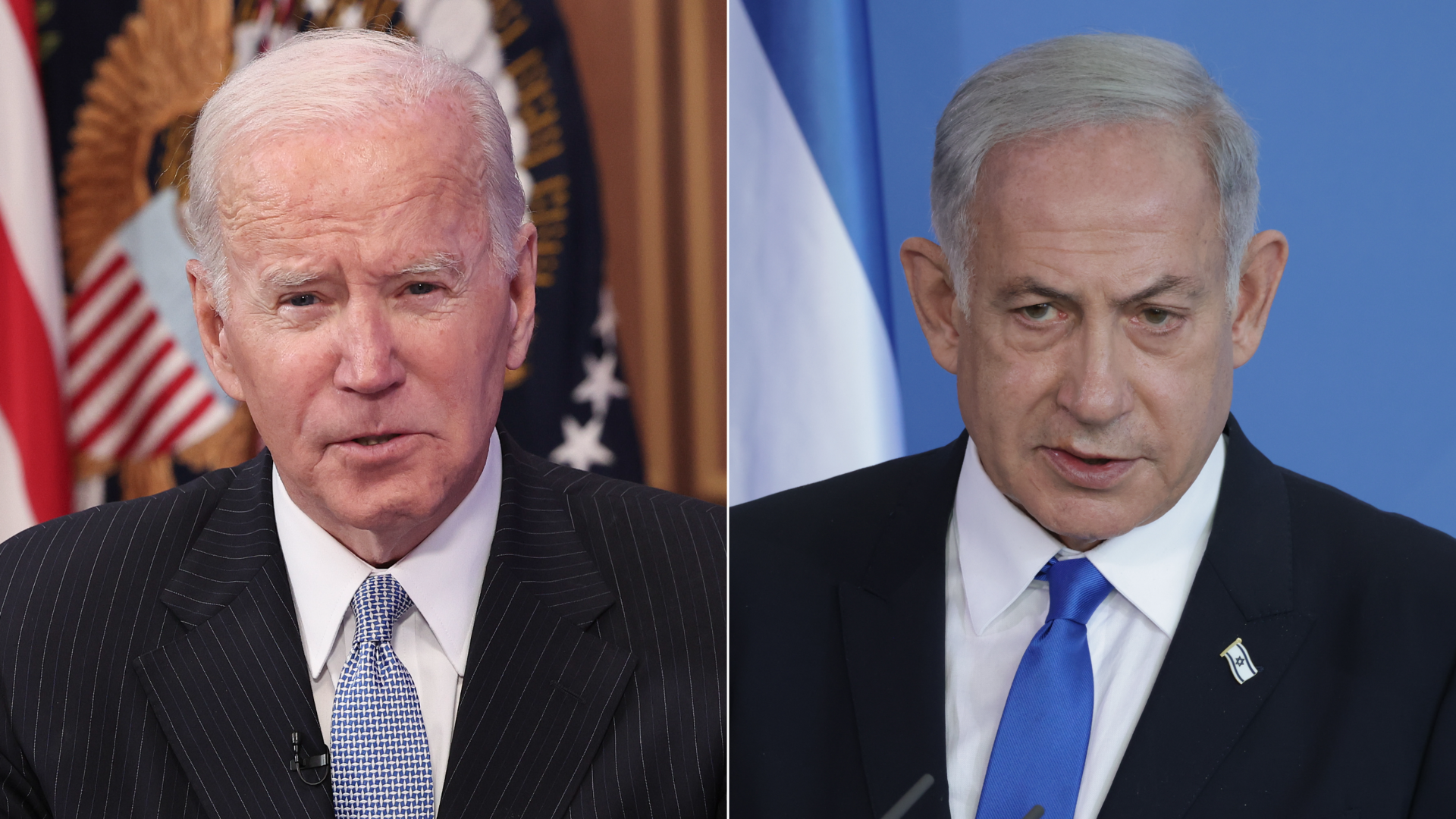 Side-by-side photos of Biden and Netanyahu