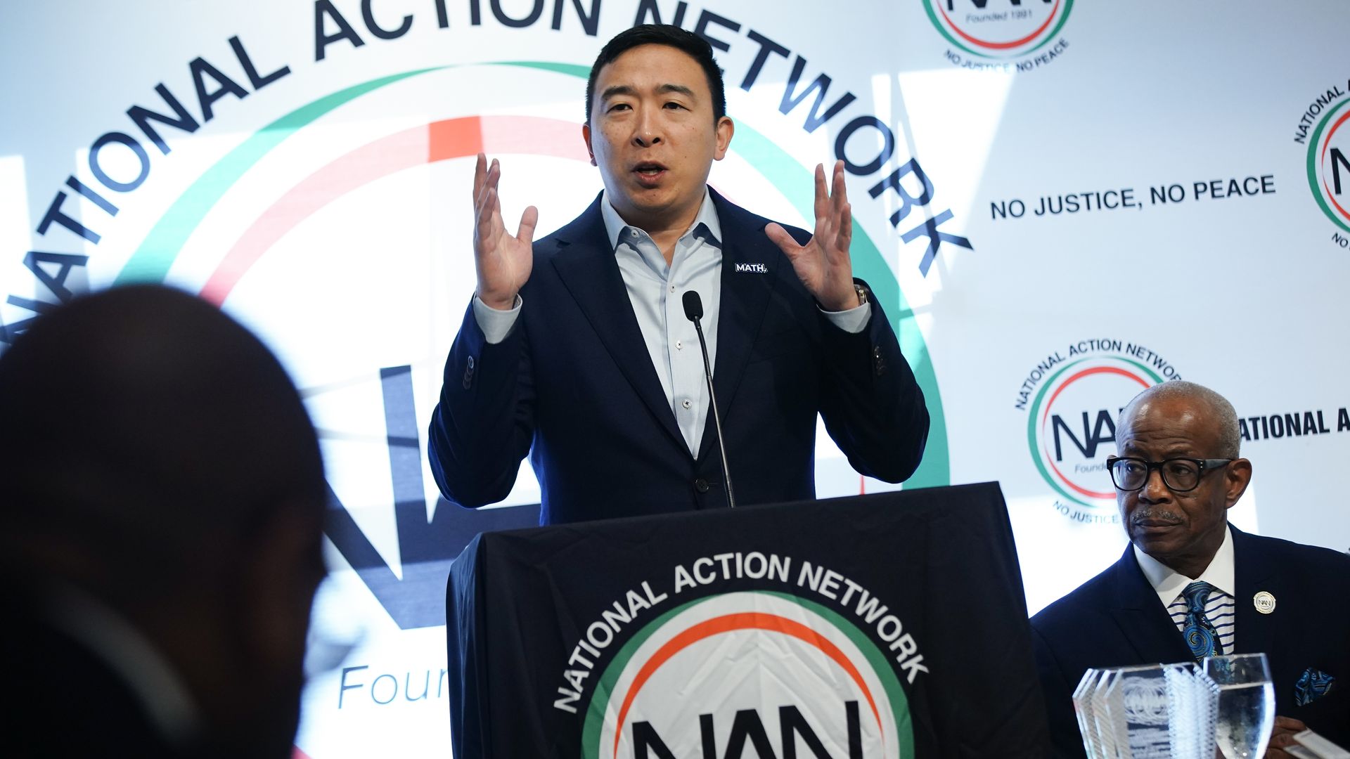  Democratic presidential candidate Andrew Yang speaks at the National Action Networks Southeast Regional Conference on November 21, 2019 in Atlanta, Georgia.