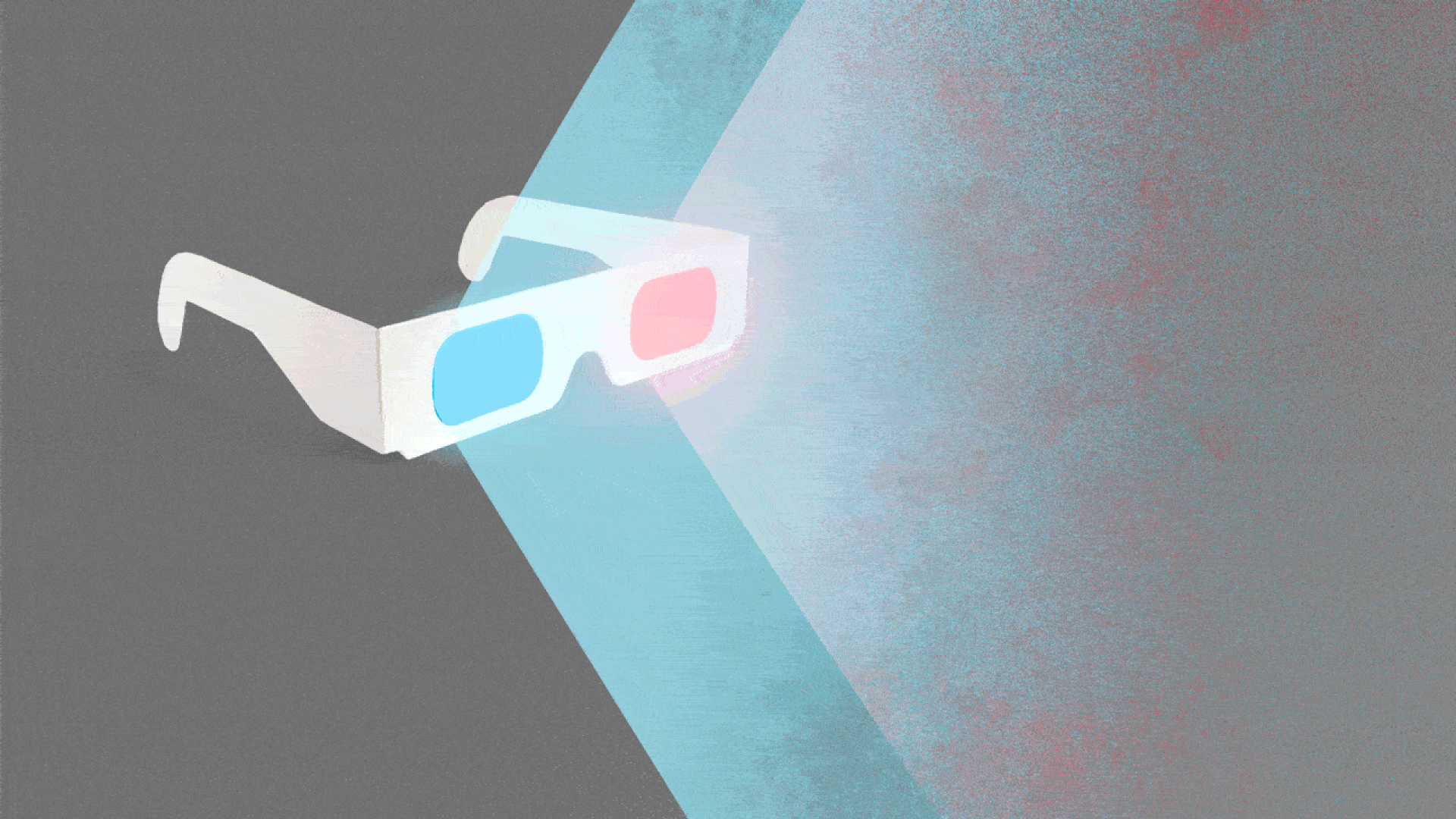  Animated illustration of 3D glasses projecting light