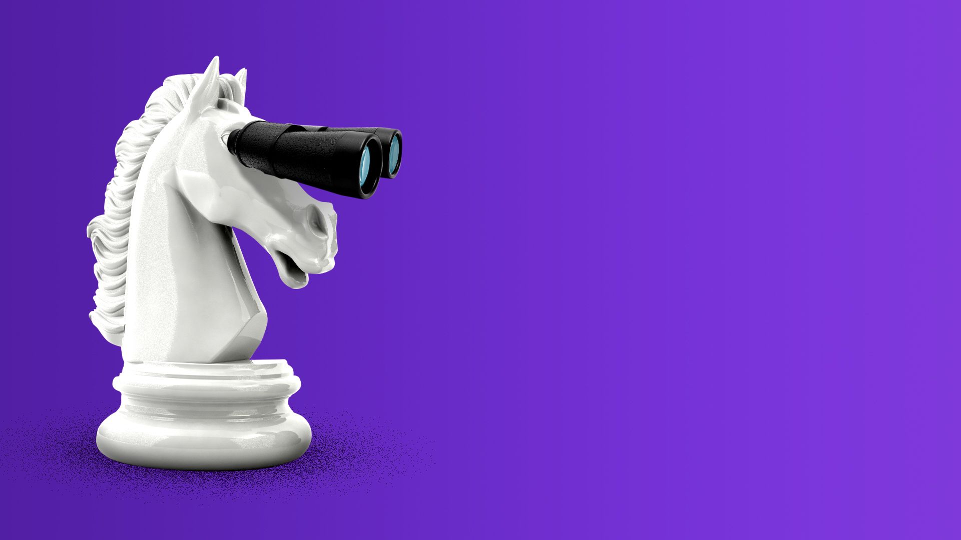 Illustration of a chess knight looking through a pair of binoculars.