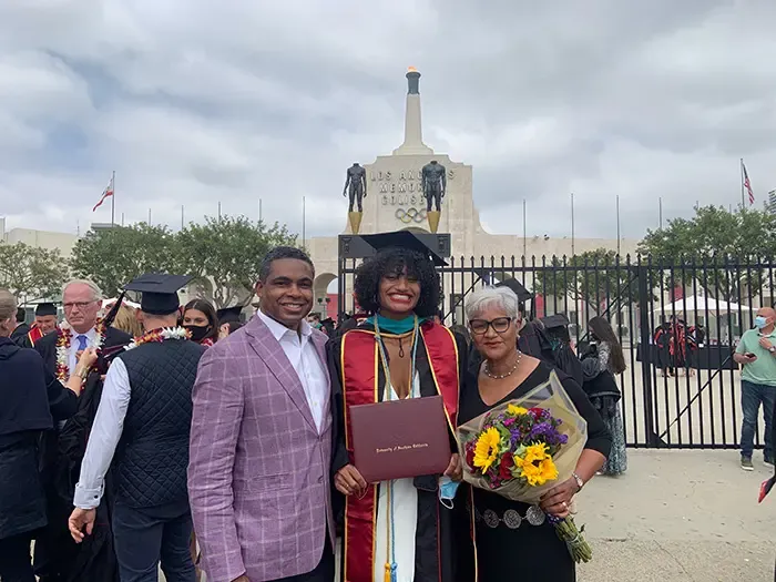 Anna, Kieth and Serena Cockrell at Anna's USC graduation