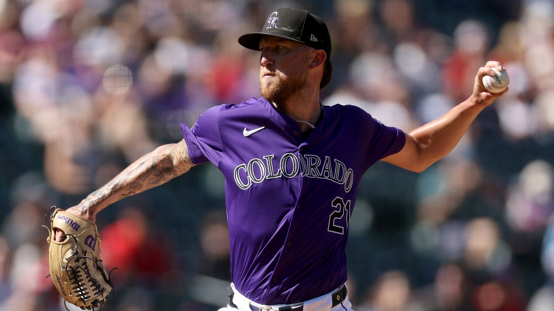 Starting Kyle Freeland #21 of the Colorado Rockies throws against the St. Louis Cardinals in the first inning at Coors Field on September 26, 2024 in Denver, Colorado. 