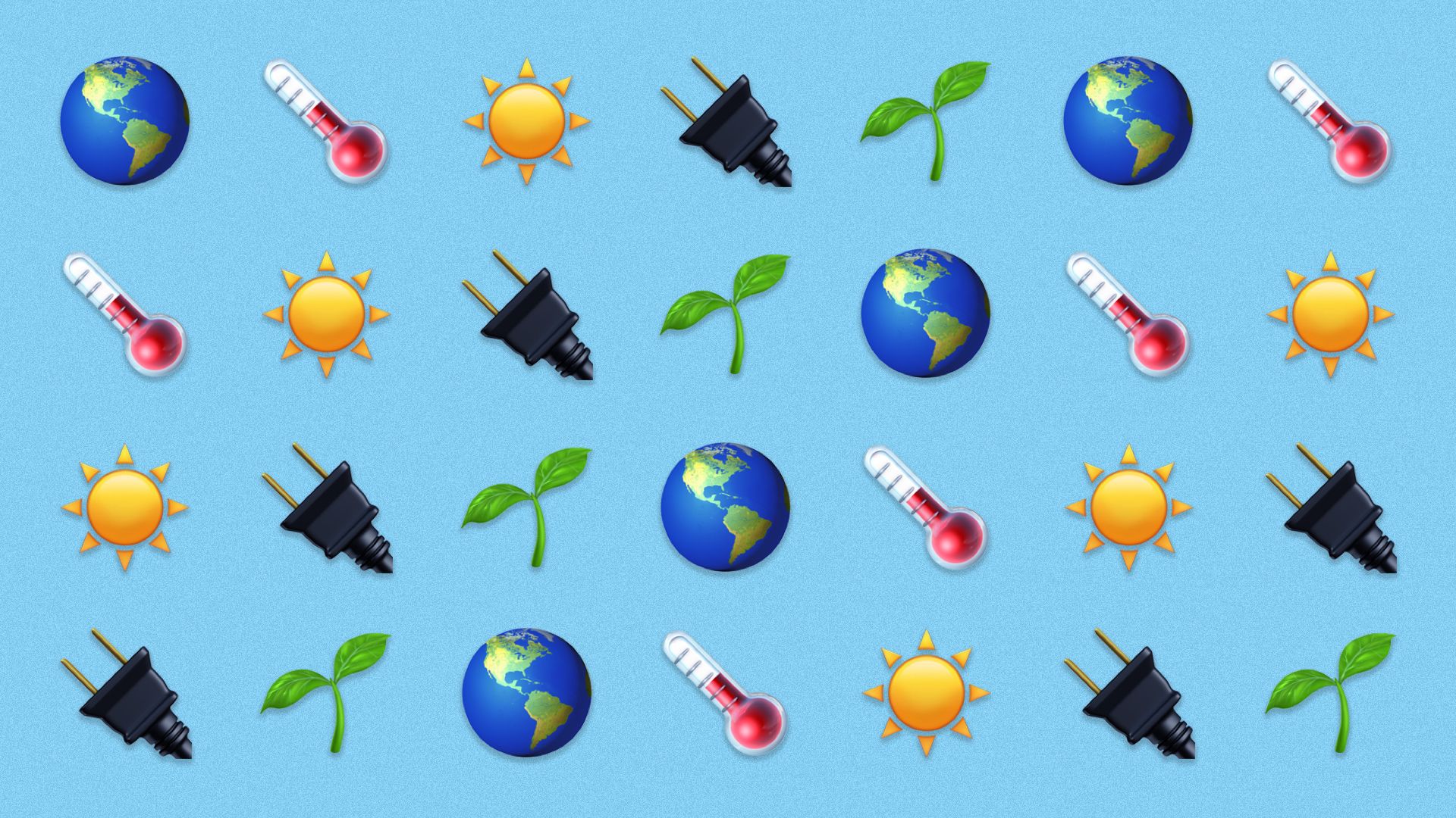 Repeating pattern of climate-related emojis.