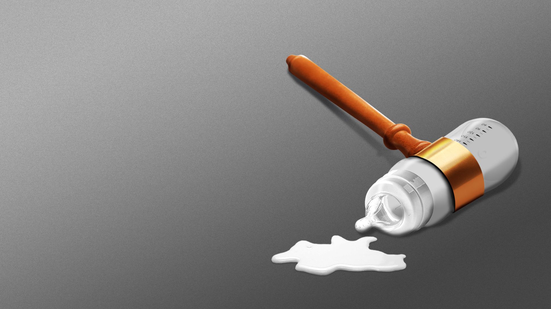 An illustration of a gavel with a baby's bottle as its head.