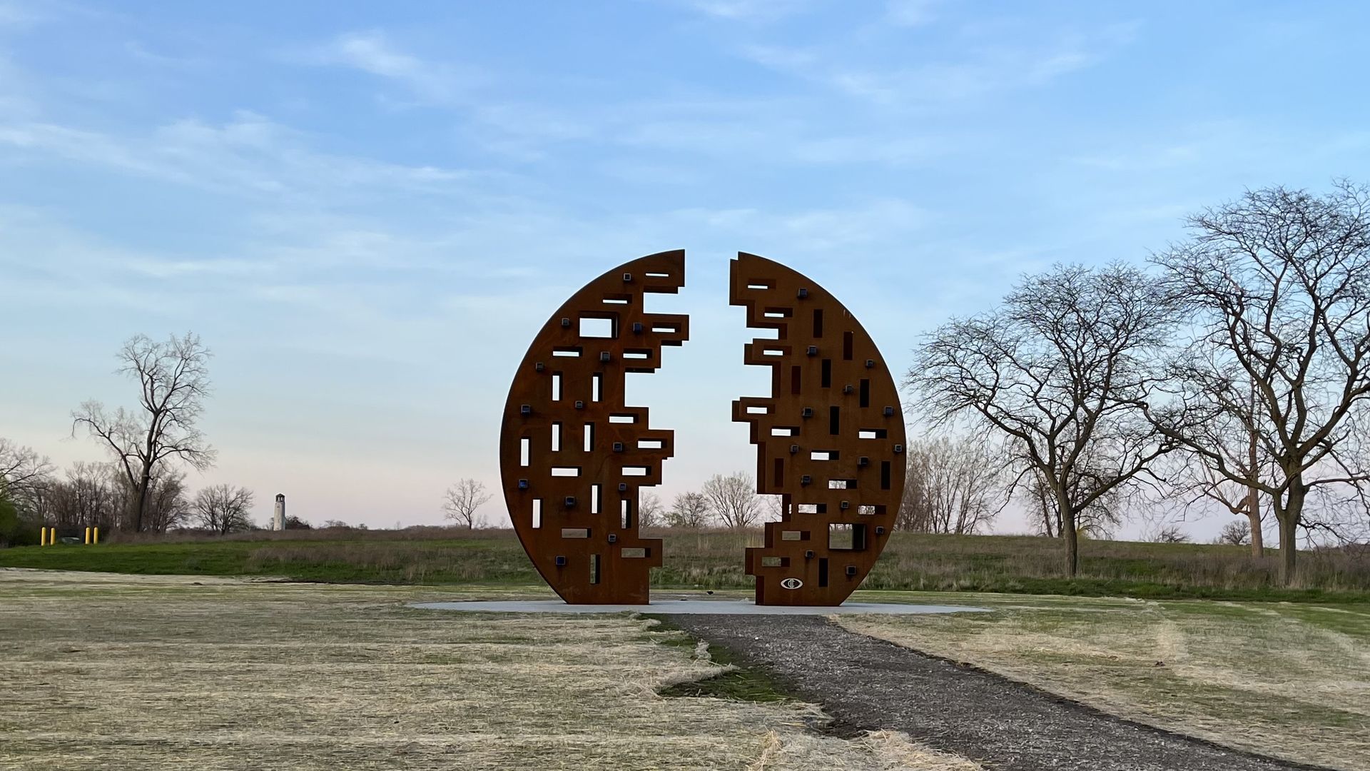 Landmark sculpture on Belle Isle named "One World β¦ Under Michigan Stars"
