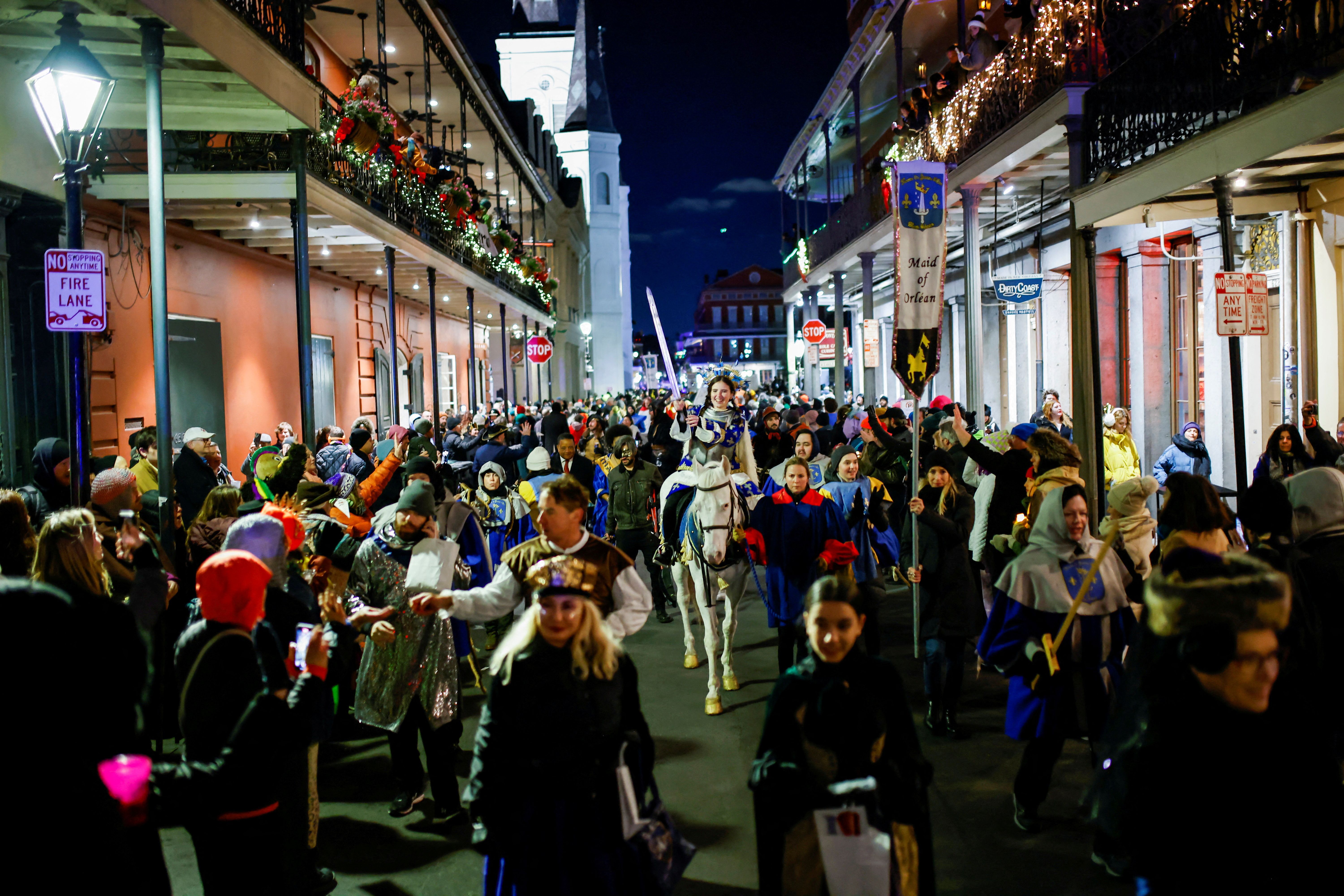  Members of the Krewe of Joan of Arc parade as Twelfth Night kicks off Carnival season, in New Orleans, Louisiana, U.S. January 6, 2025. REUTERS/Eduardo Munoz