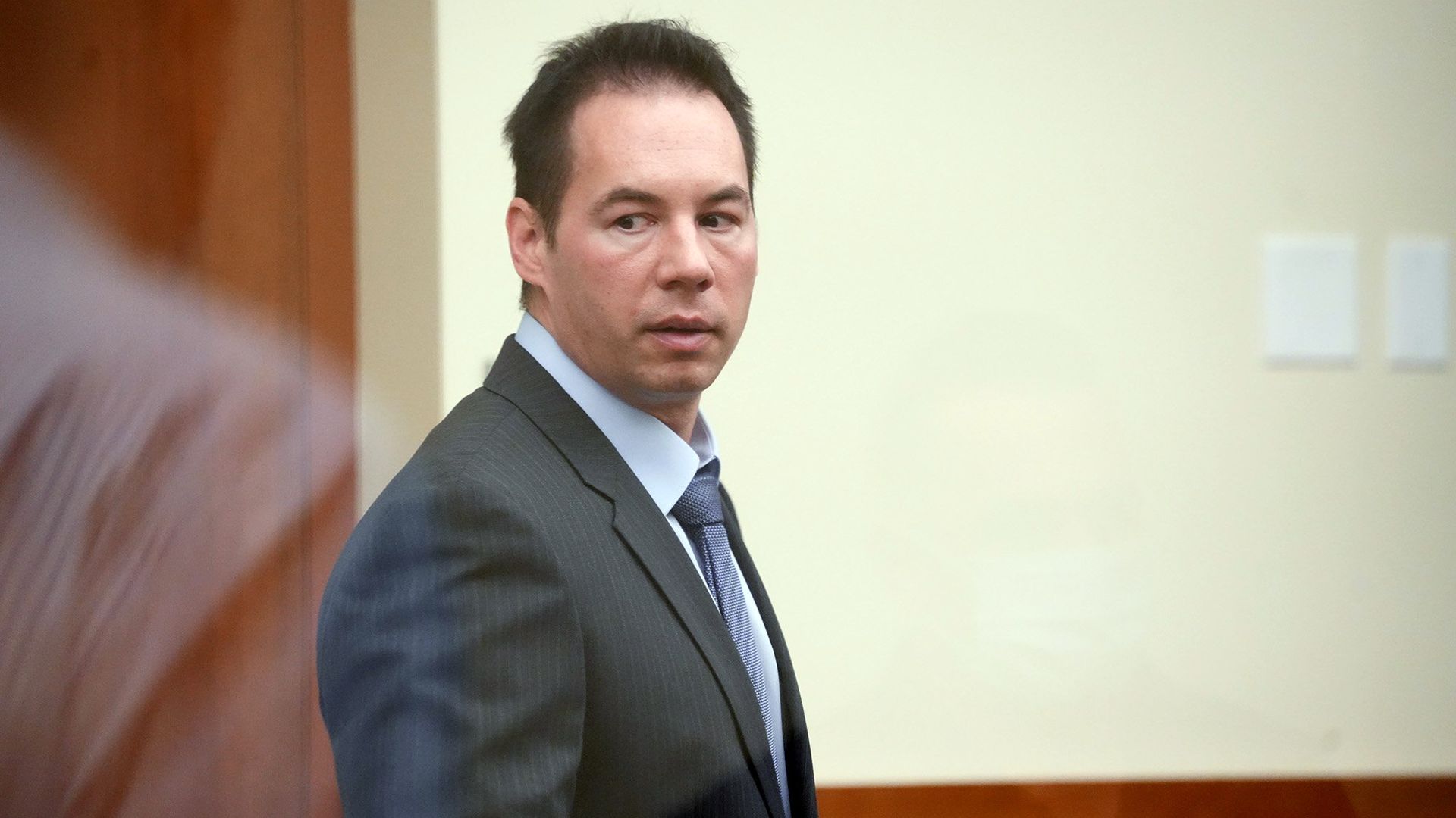 William Husel stands during a break in his trial