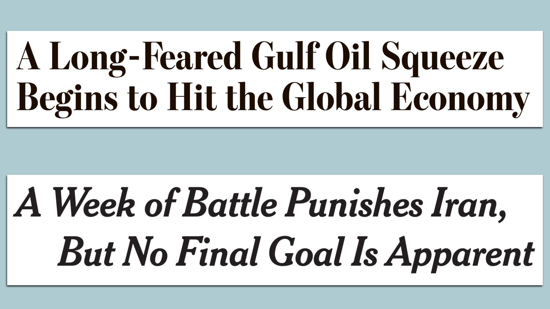 Headlines in today's Wall Street Journal, New York Times 