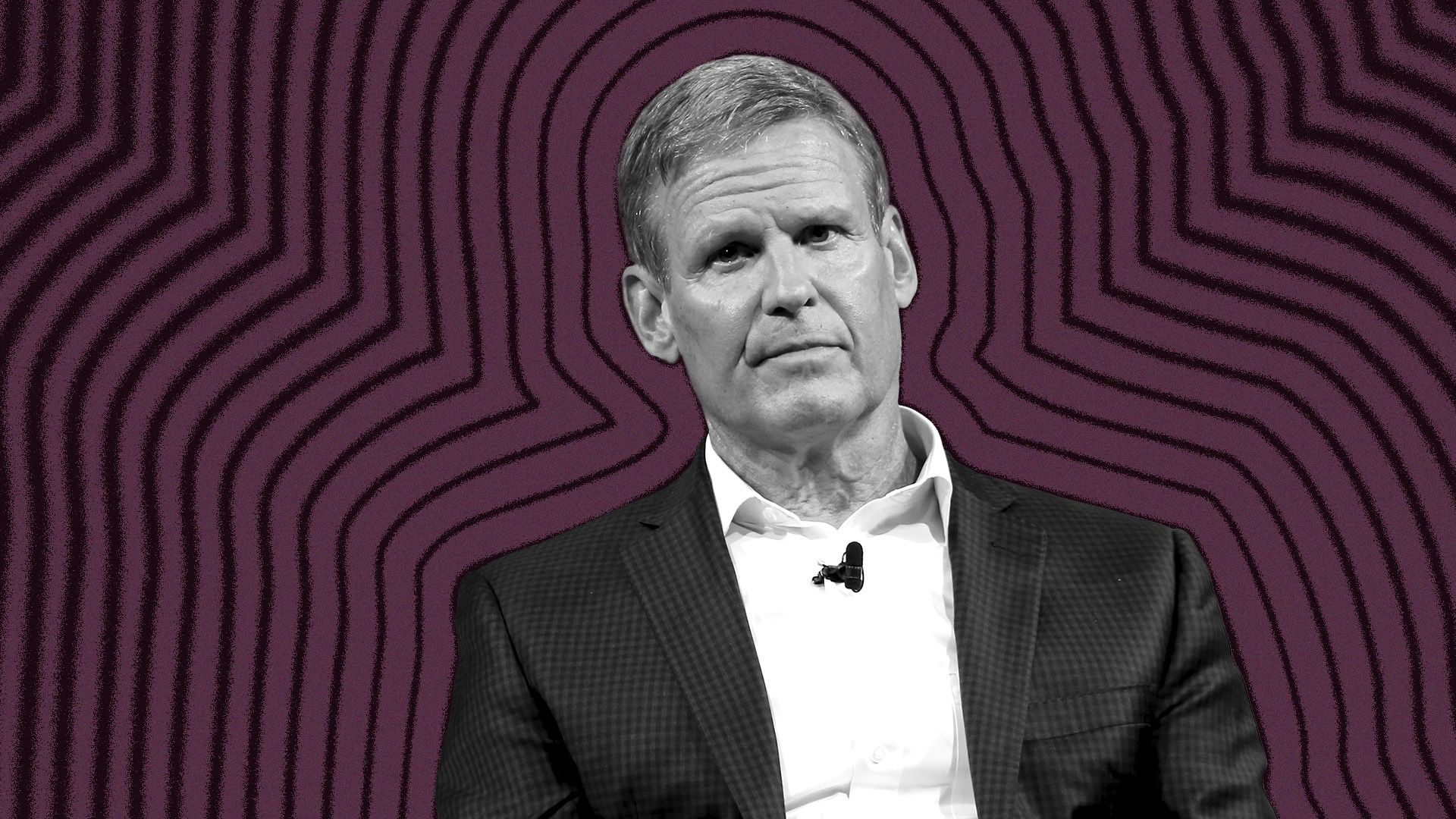 Photo illustration of Tennessee Governor Bill Lee with lines radiating from him.