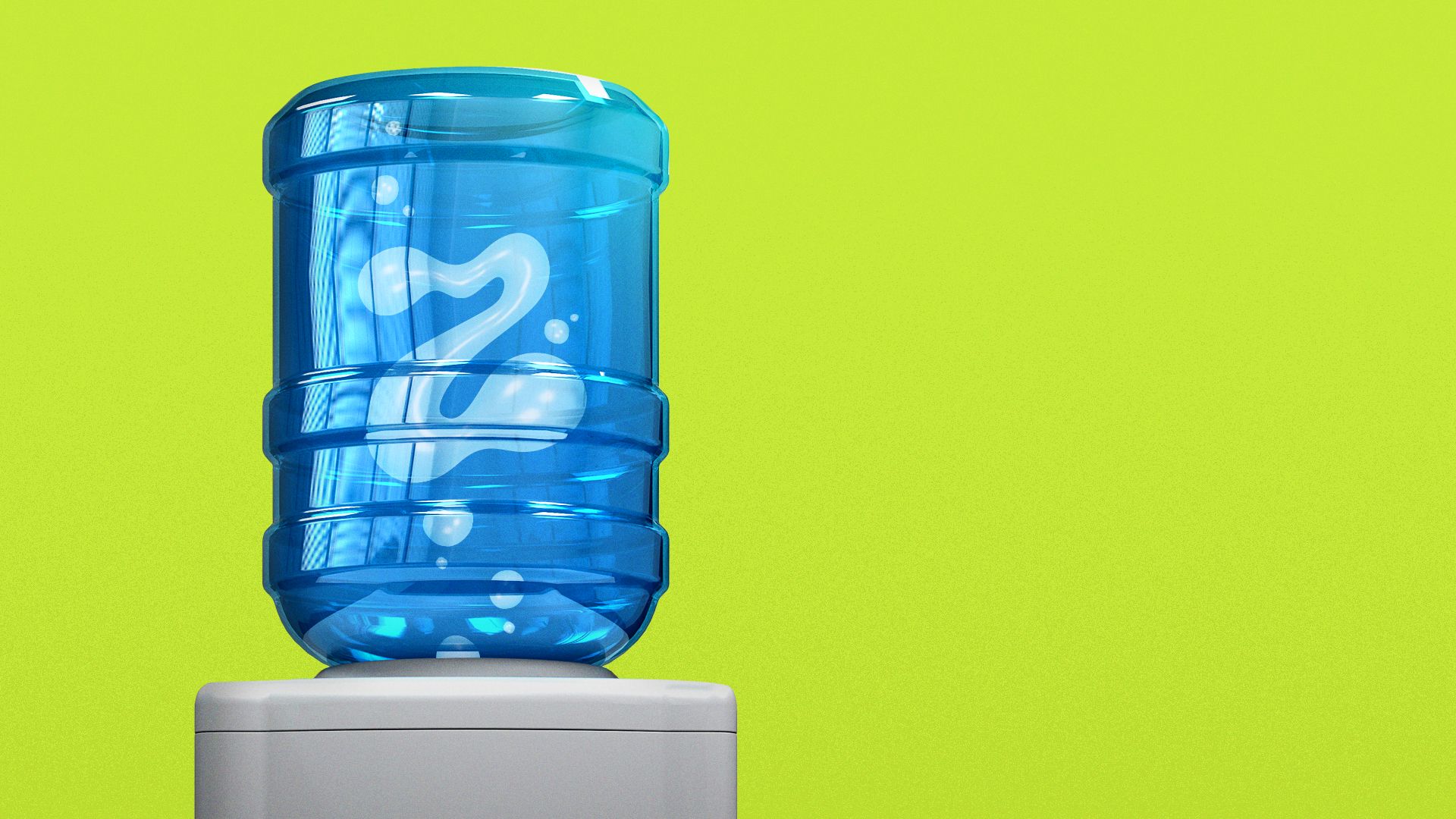 Illustration of a water cooler with a bubble in the shape of the letter Z.