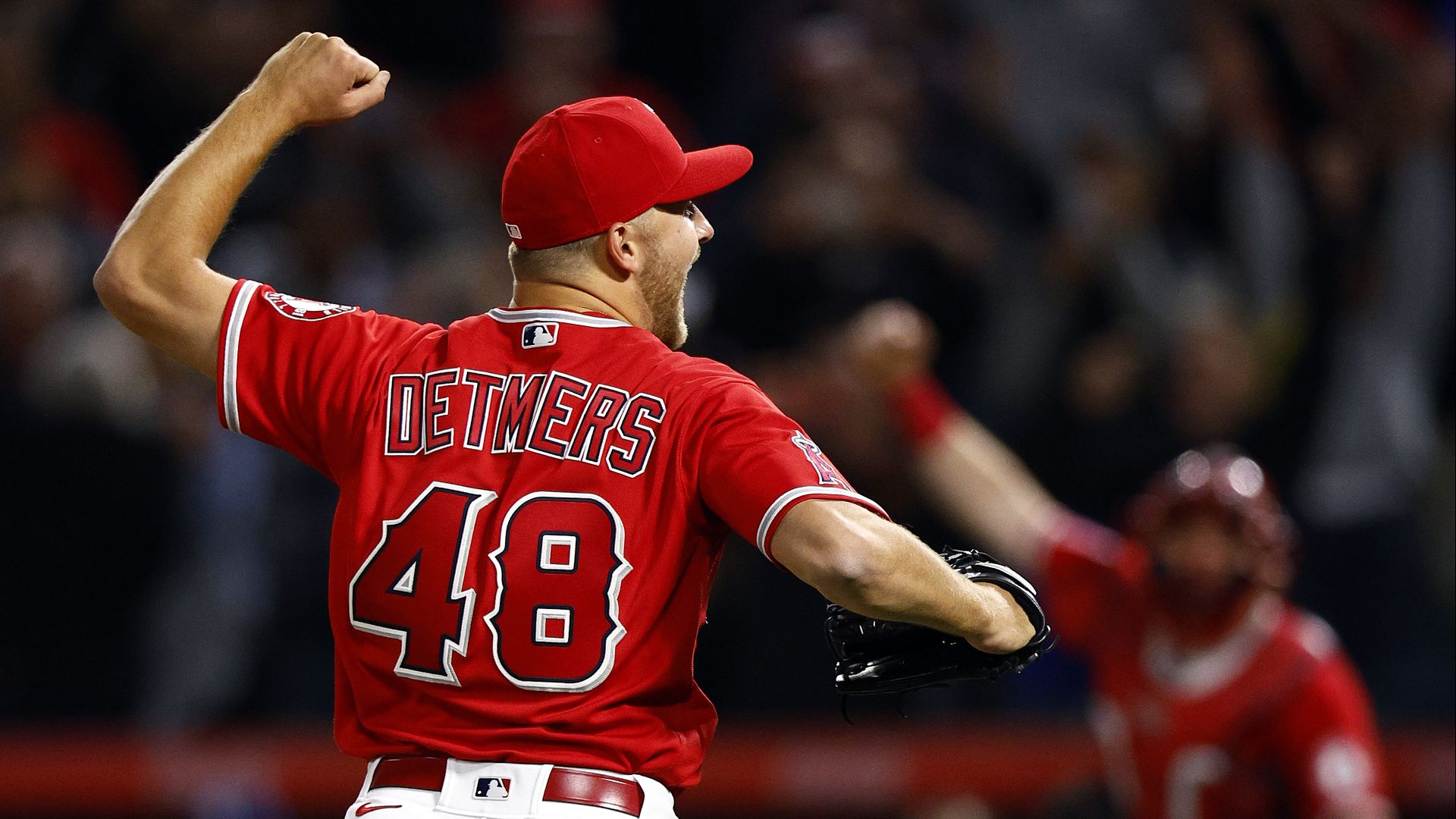 reid detmers celebrates no hitter