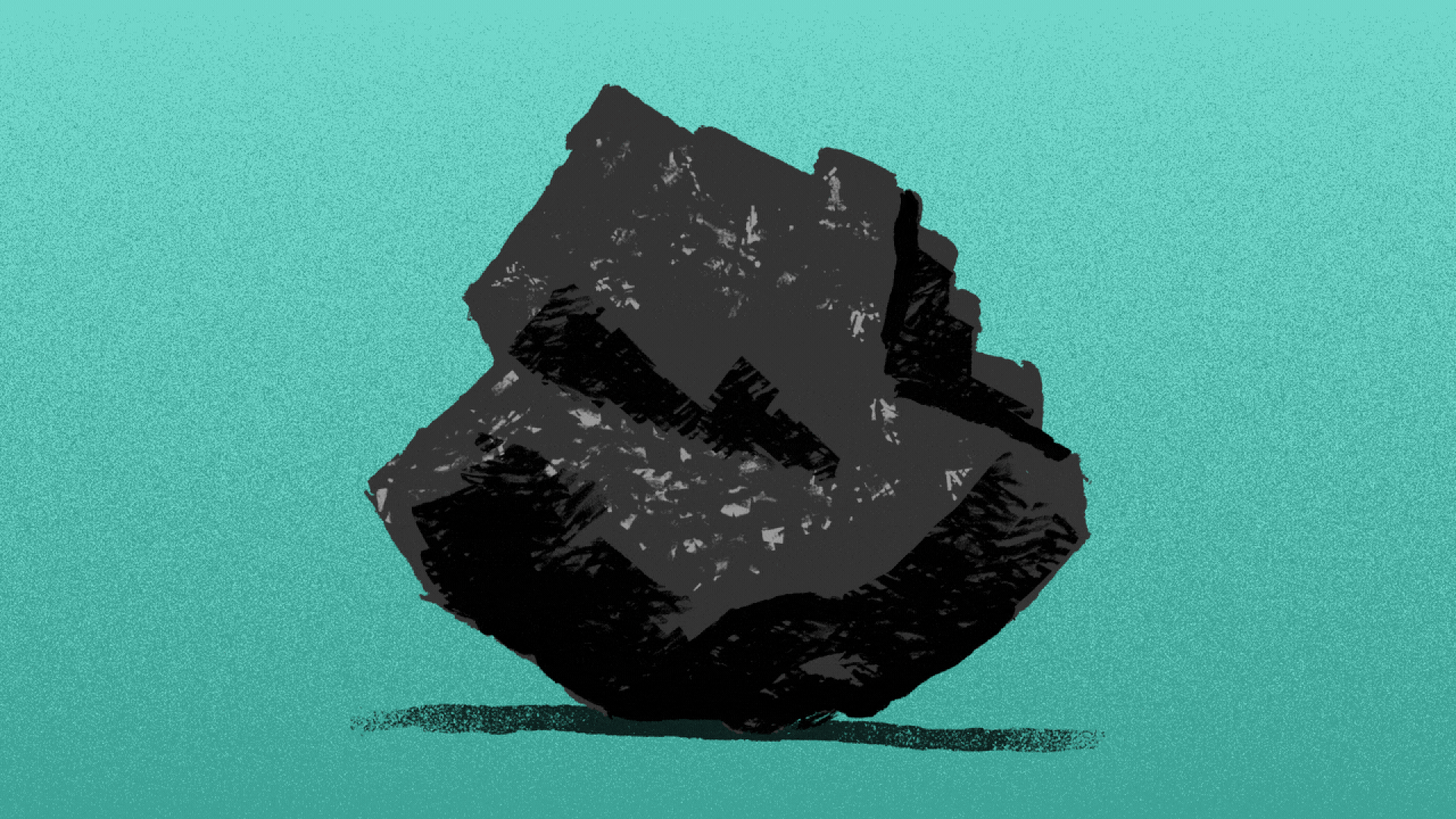Illustration of a piece of coal crumbling.
