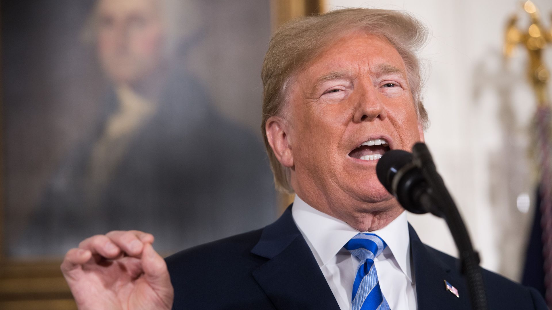 President Trump announces the U.S.' withdrawal from the Iran nuclear deal in the Diplomatic Reception Room at the White House on May 8, 2018.